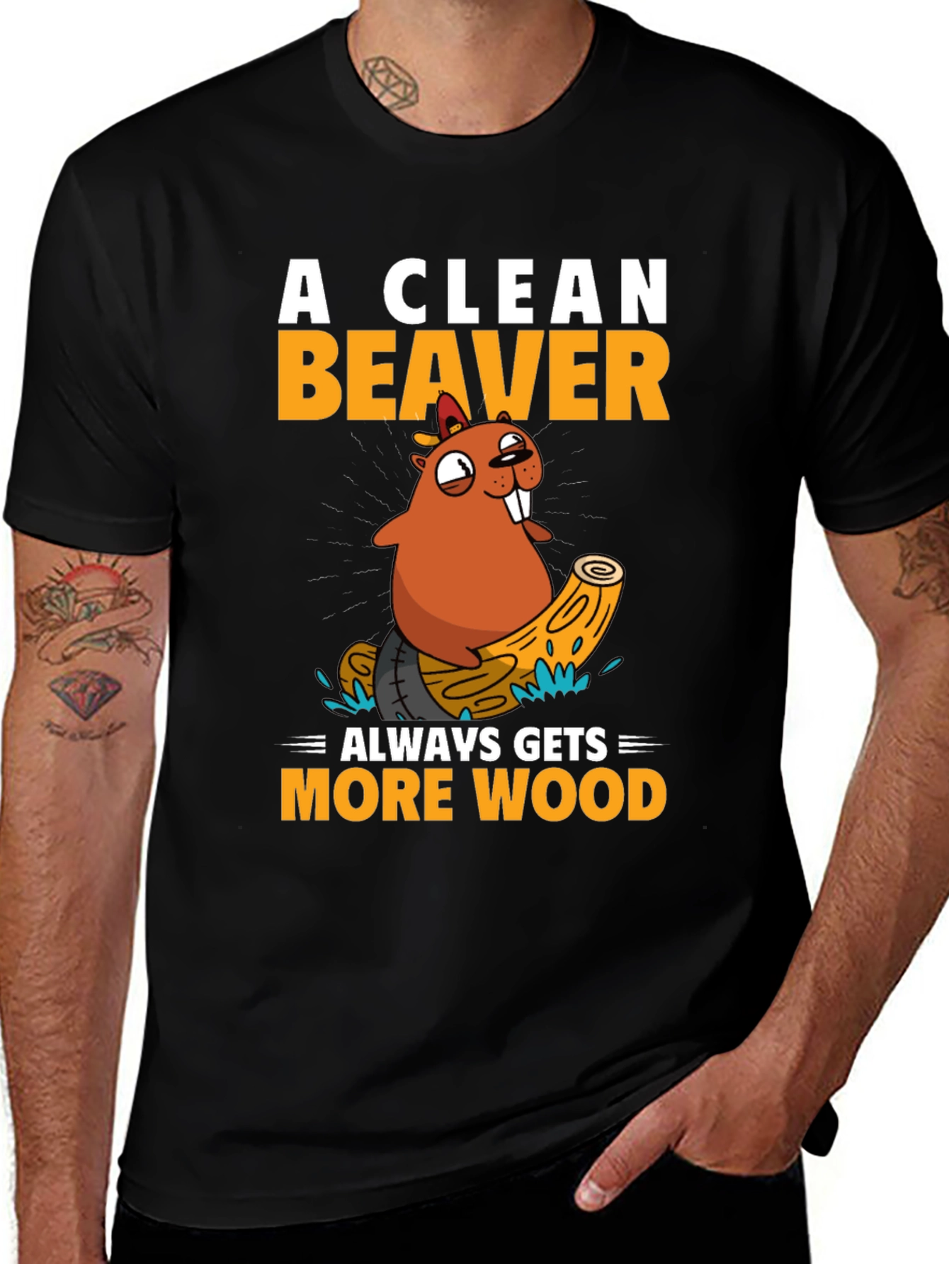 Funny Beaver Wood T-Shirt