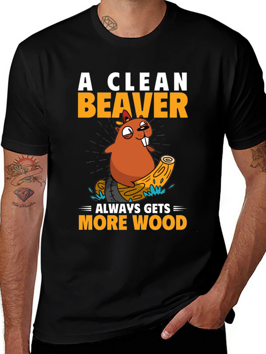 Funny Beaver Wood T-Shirt