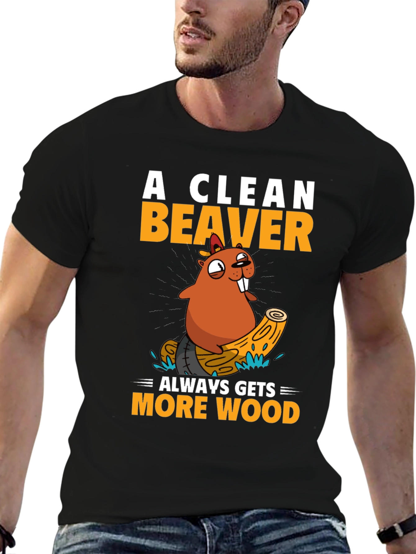Funny Beaver Wood T-Shirt