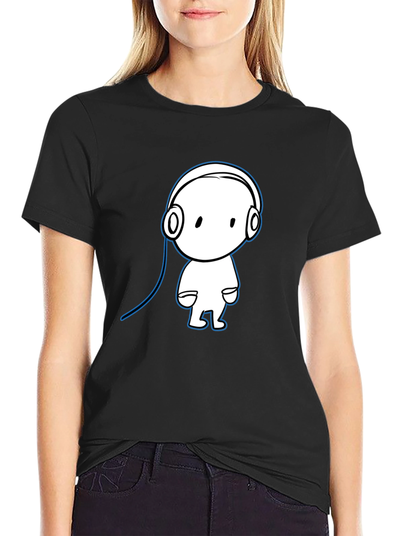 Cool Cartoon Character Black Cotton T-Shirt