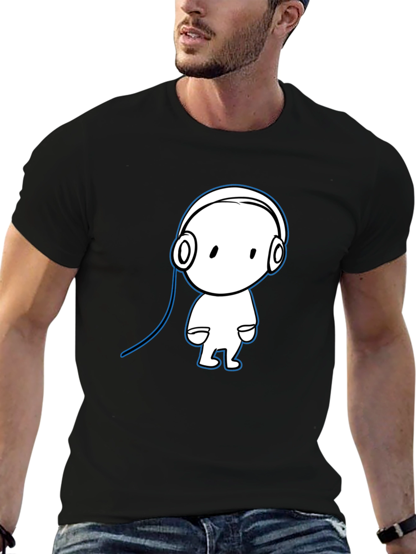 Cool Cartoon Character Black Cotton T-Shirt
