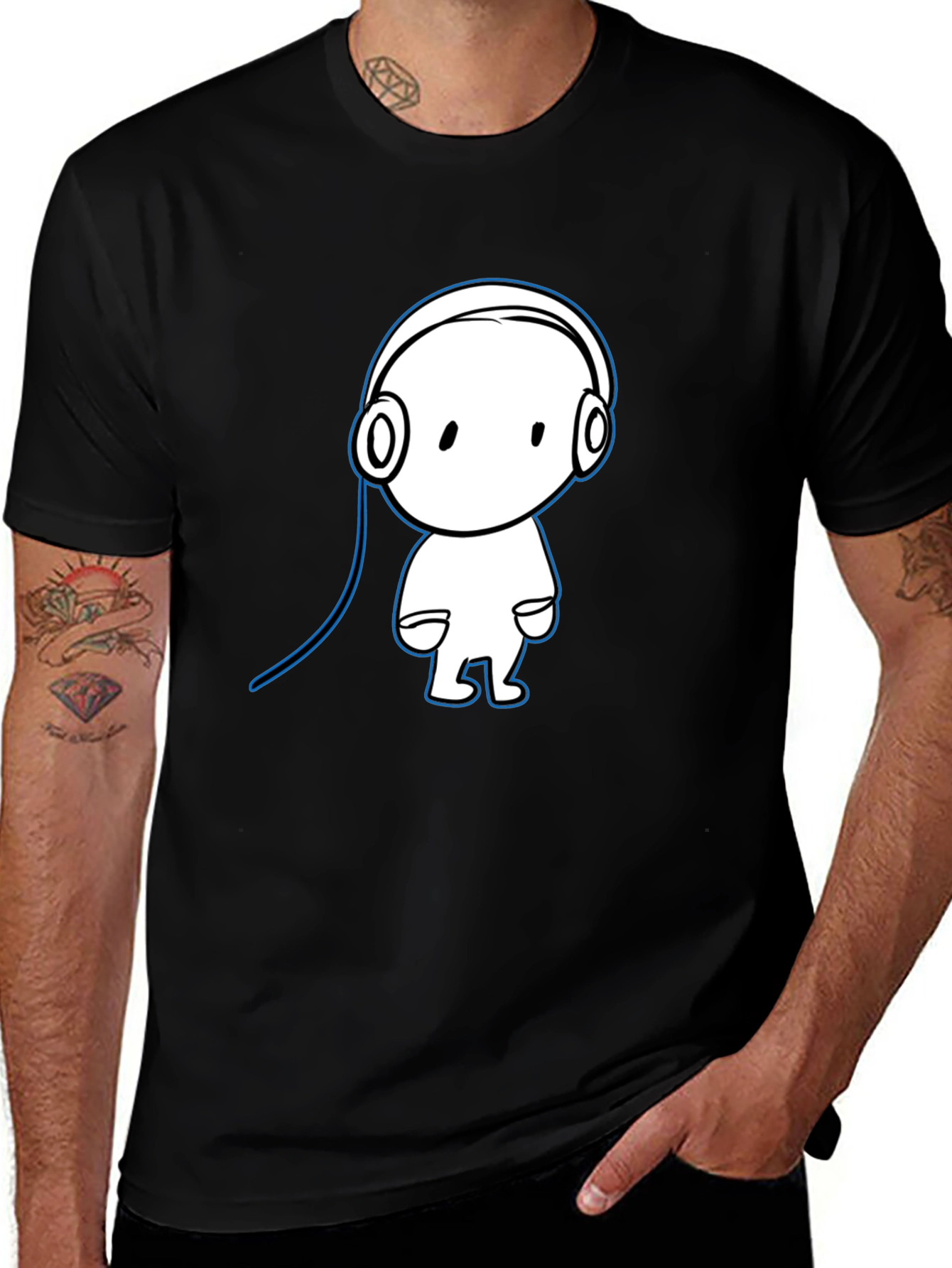 Cool Cartoon Character Black Cotton T-Shirt