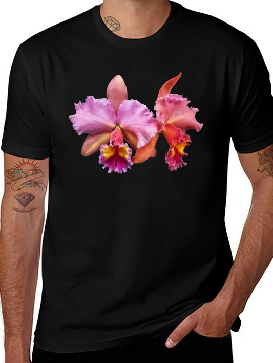 Floral Print T-Shirt - Pink Orchid Design