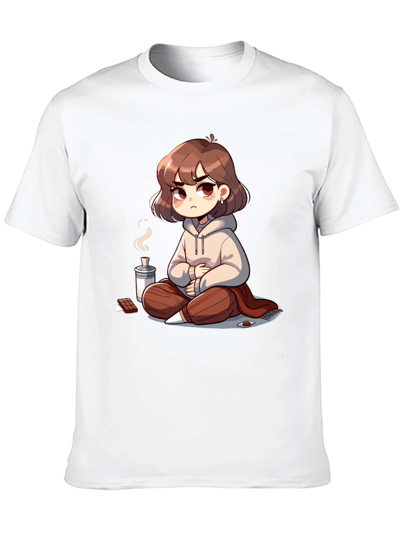 Chill Anime Girl T-Shirt - Relaxed Cartoon Style