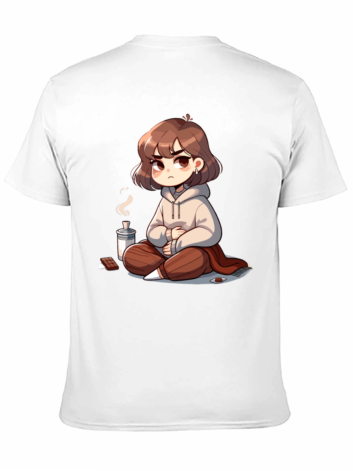 Chill Anime Girl T-Shirt - Relaxed Cartoon Style