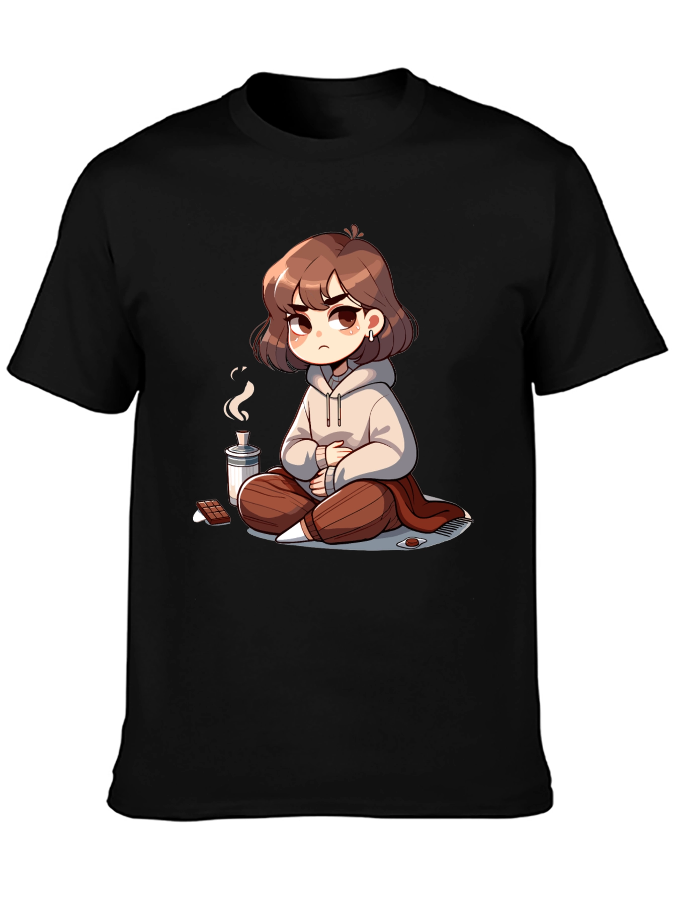 Chill Anime Girl T-Shirt - Relaxed Cartoon Style