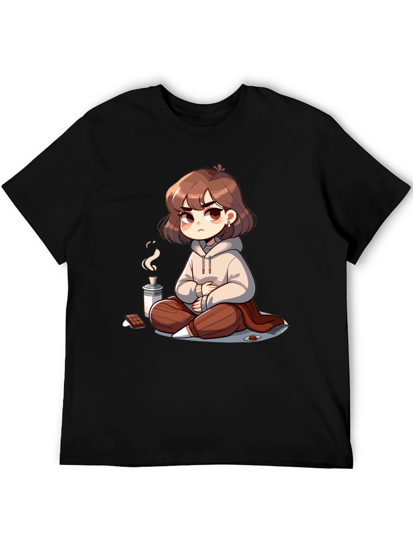 Chill Anime Girl T-Shirt - Relaxed Cartoon Style
