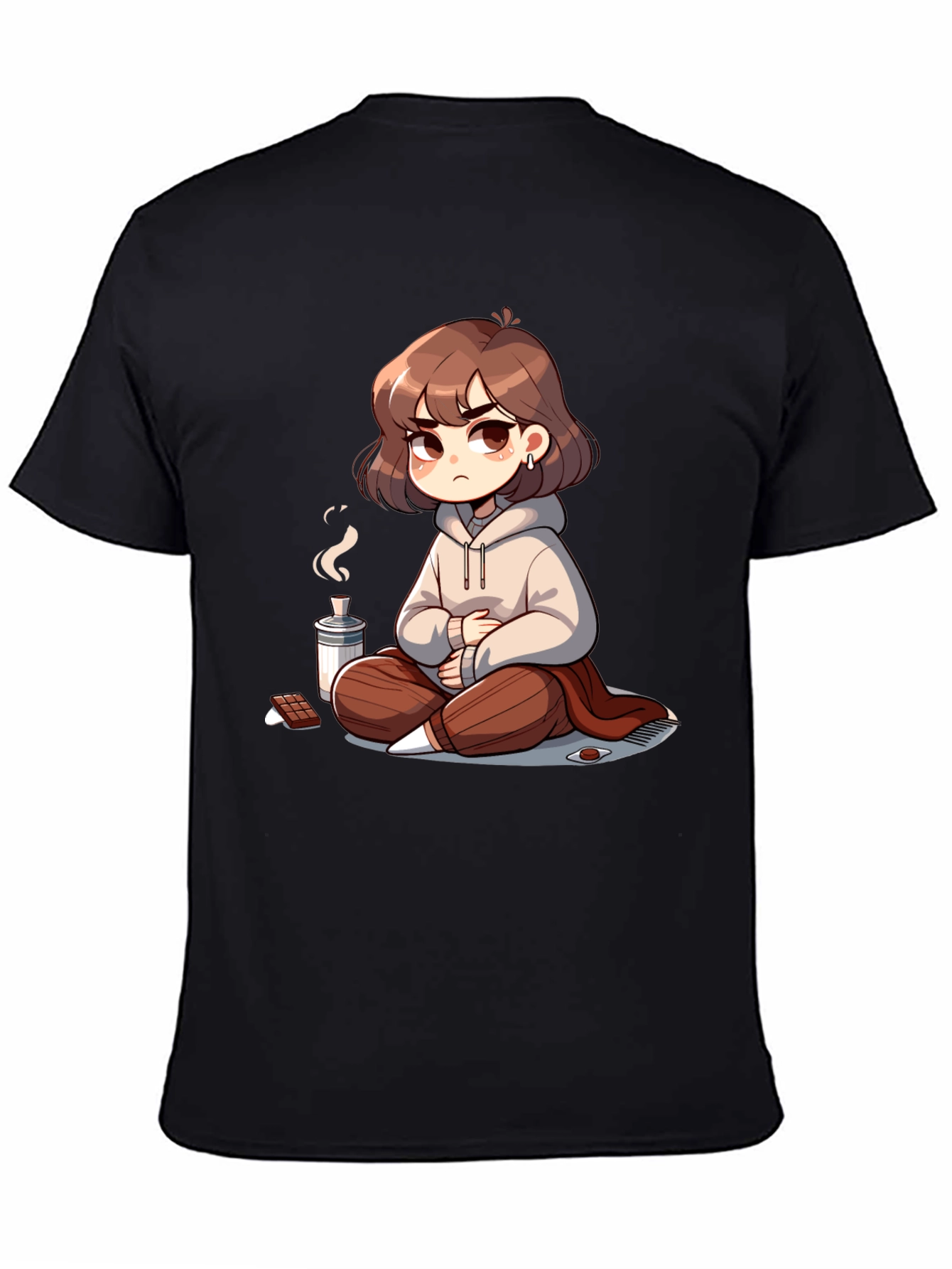 Chill Anime Girl T-Shirt - Relaxed Cartoon Style