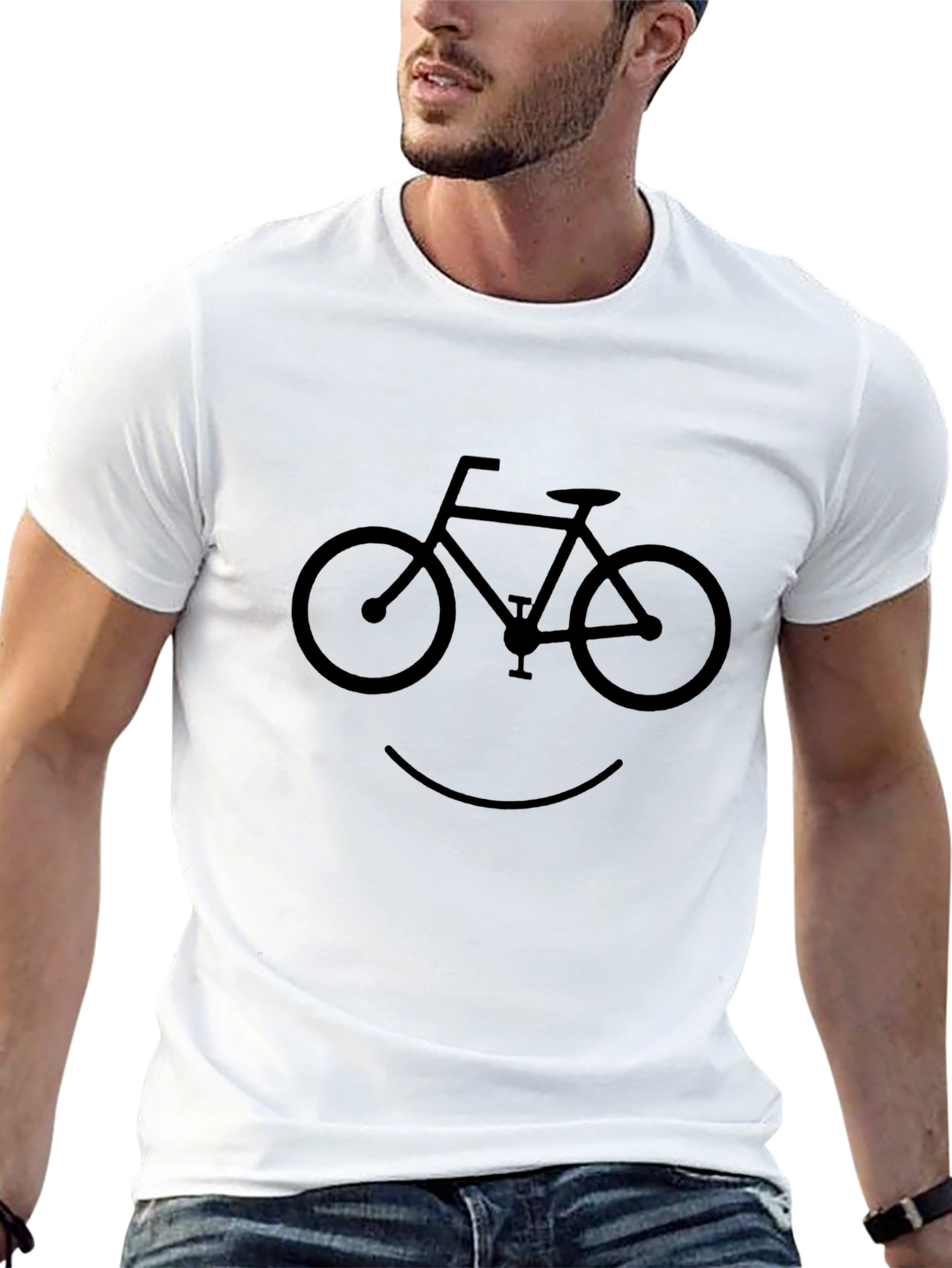 Bicycle Smile Graphic T-Shirt - Casual Cotton Tee