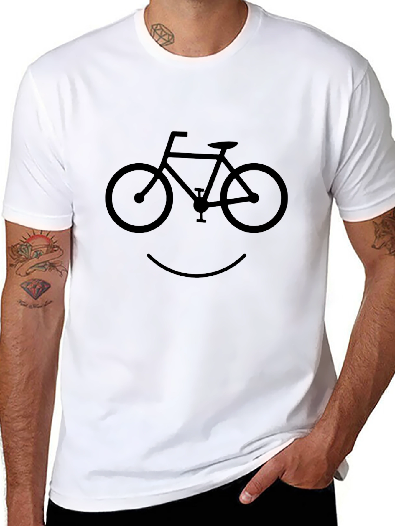 Bicycle Smile Graphic T-Shirt - Casual Cotton Tee