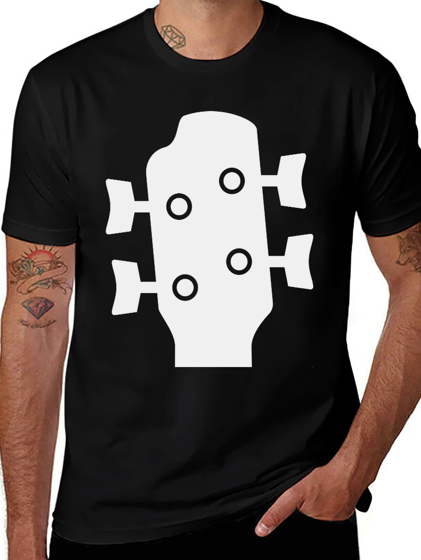 Bass Guitar Headstock T-Shirt - Music Lover Tee