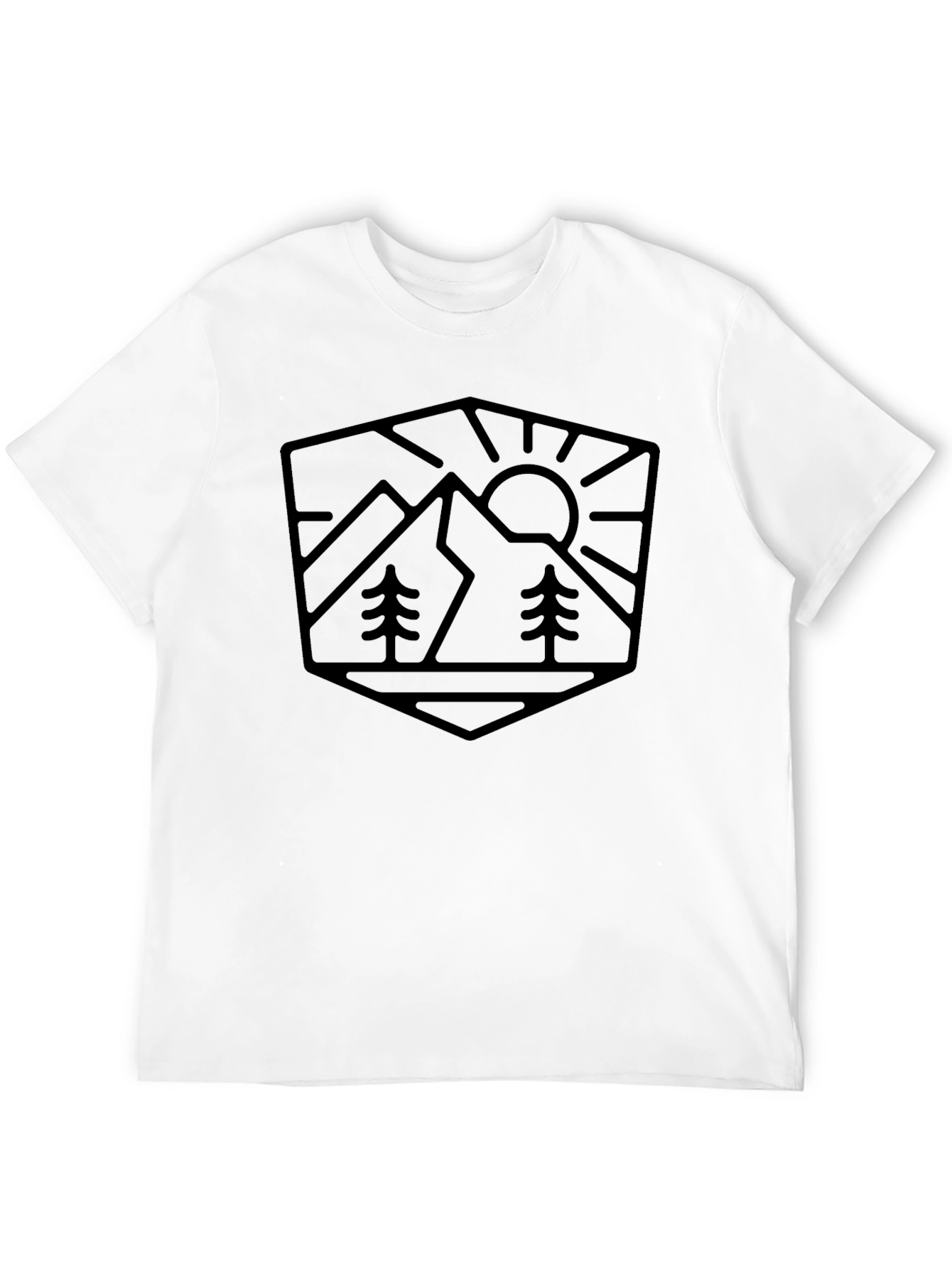 Mountain Scene Graphic Tee - Black Cotton