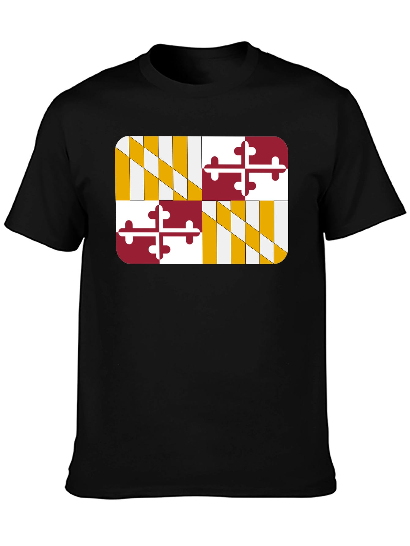 Maryland Flag Graphic Tee - Black Cotton T-Shirt