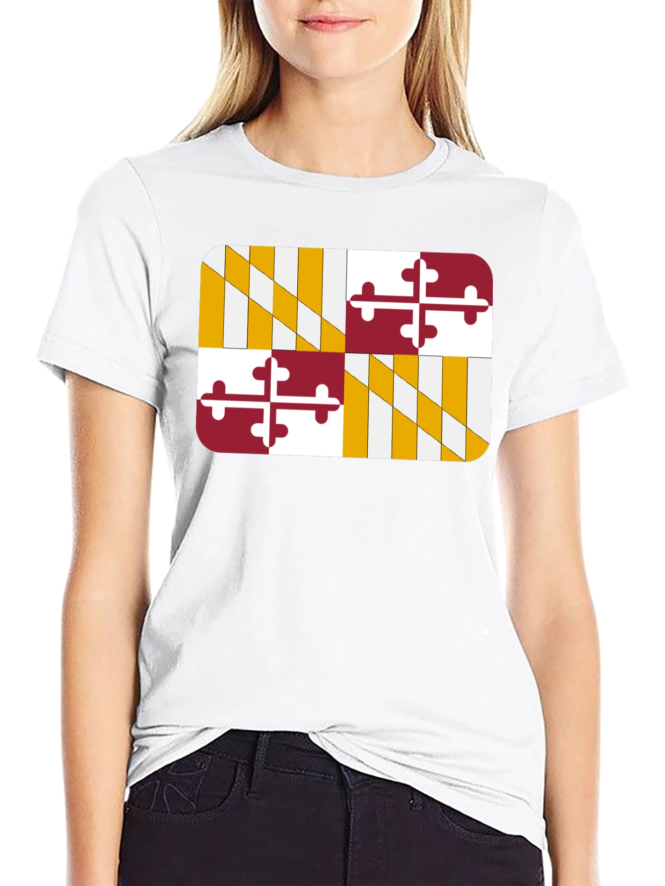 Maryland Flag Graphic Tee - Black Cotton T-Shirt