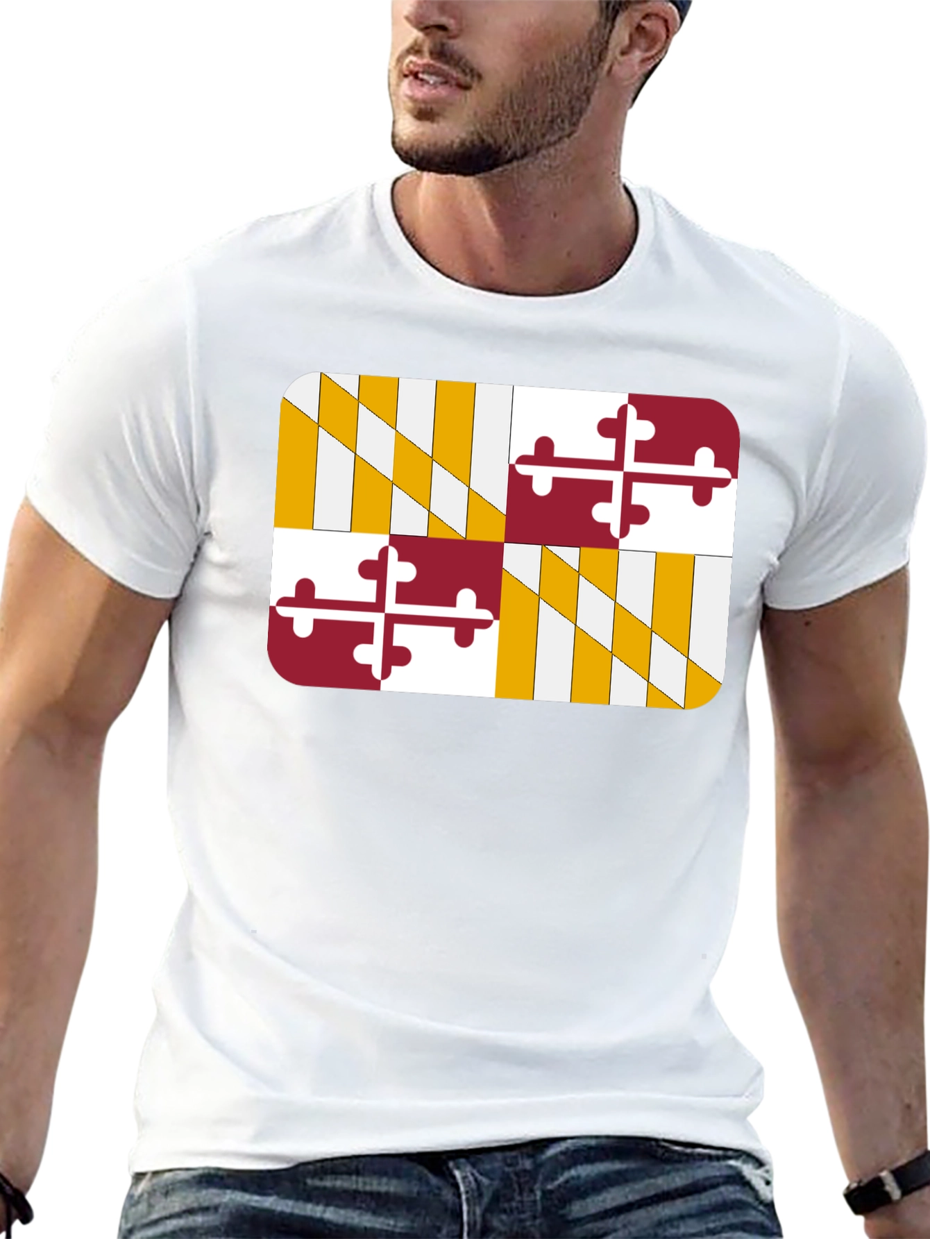 Maryland Flag Graphic Tee - Black Cotton T-Shirt
