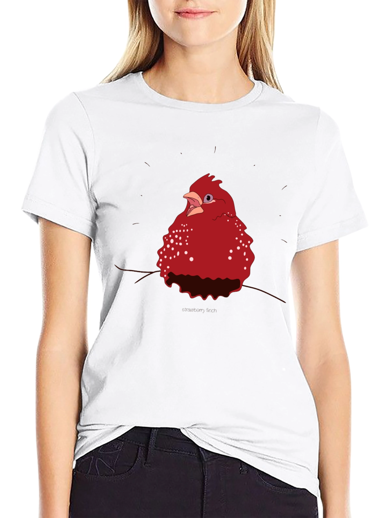 Red Bird Graphic Tee - Casual Black T-Shirt