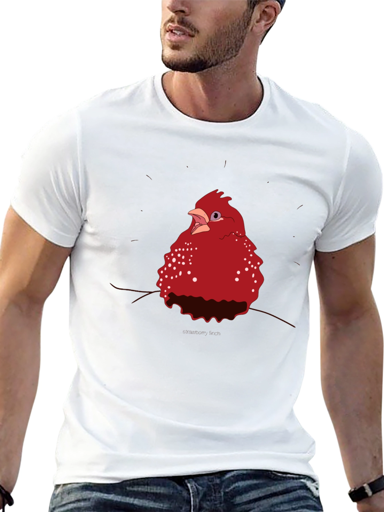 Red Bird Graphic Tee - Casual Black T-Shirt