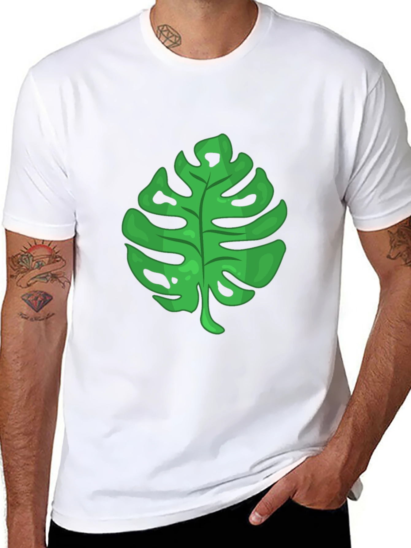 Tropical Leaf Graphic Tee - Black T-Shirt