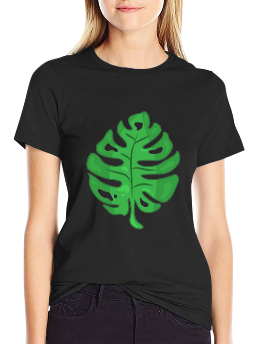 Tropical Leaf Graphic Tee - Black T-Shirt