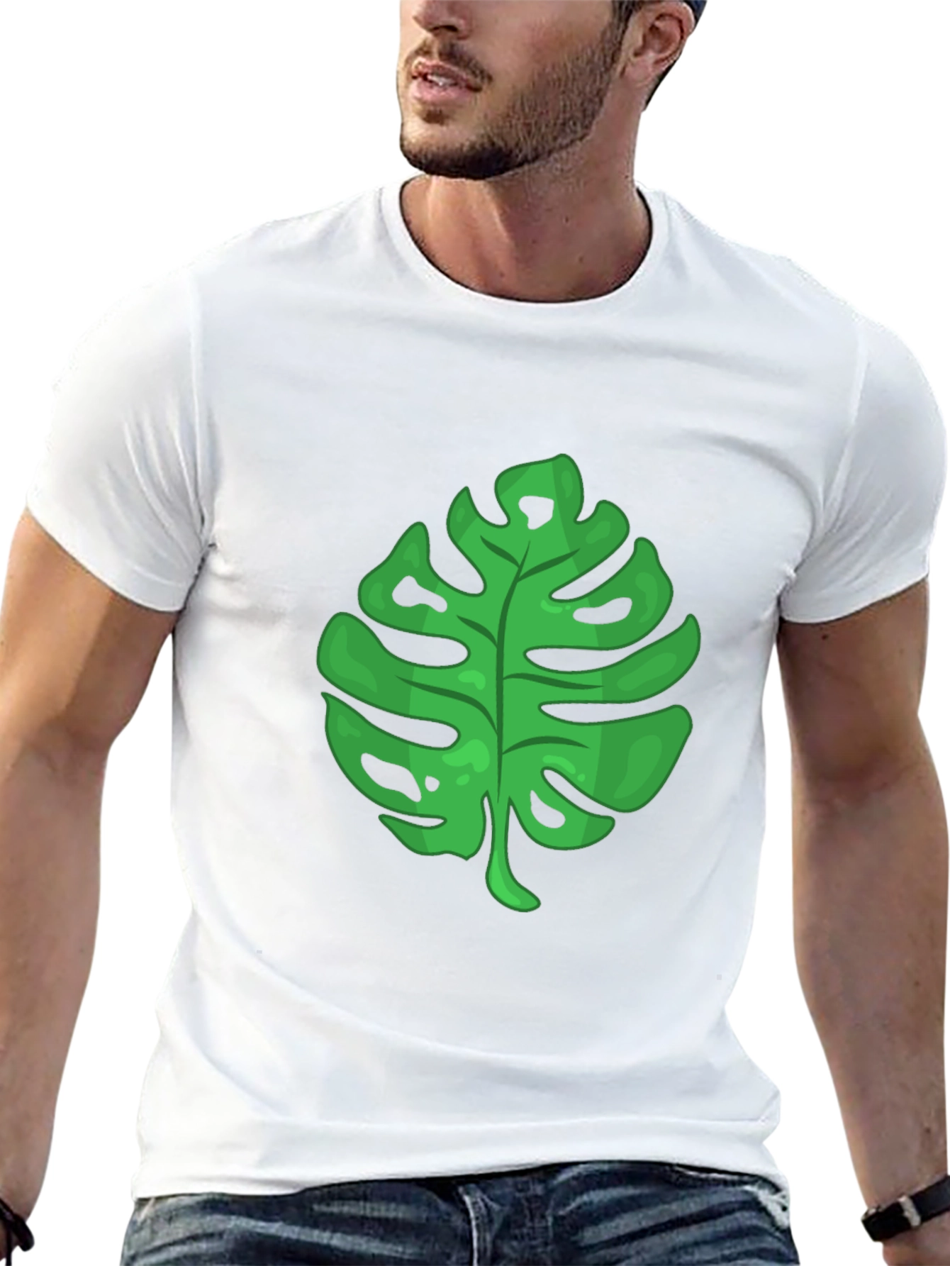 Tropical Leaf Graphic Tee - Black T-Shirt