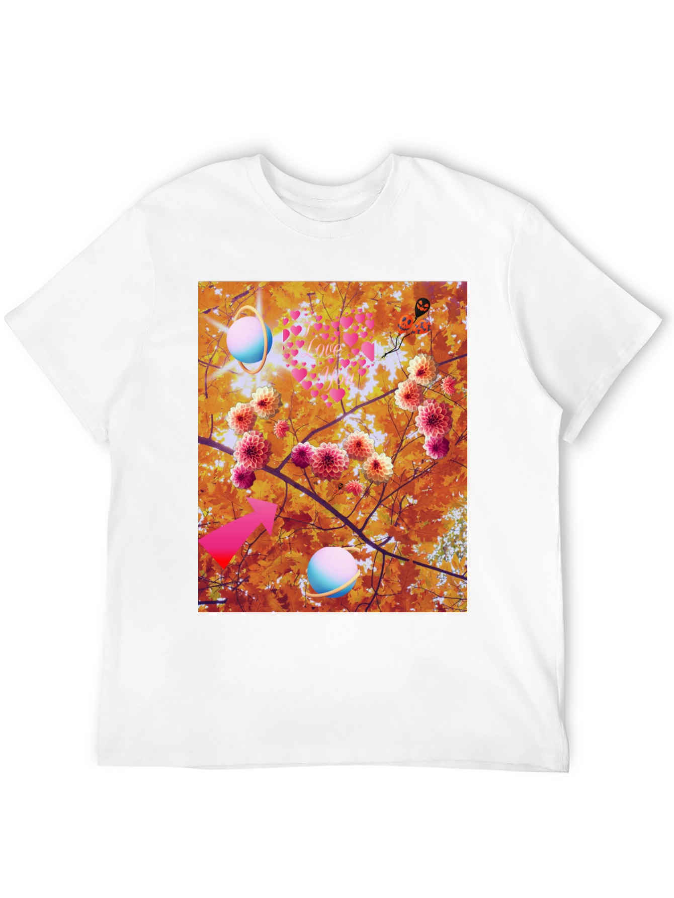 Artistic Graphic Tee: Floral Galaxy Love