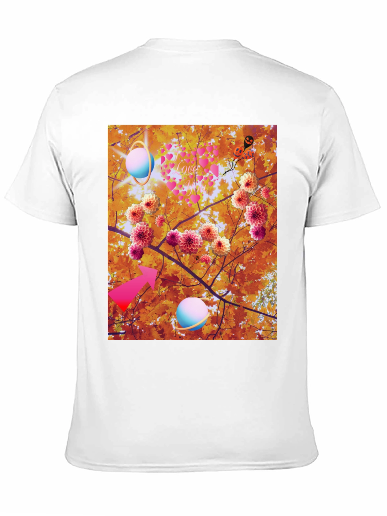 Artistic Graphic Tee: Floral Galaxy Love