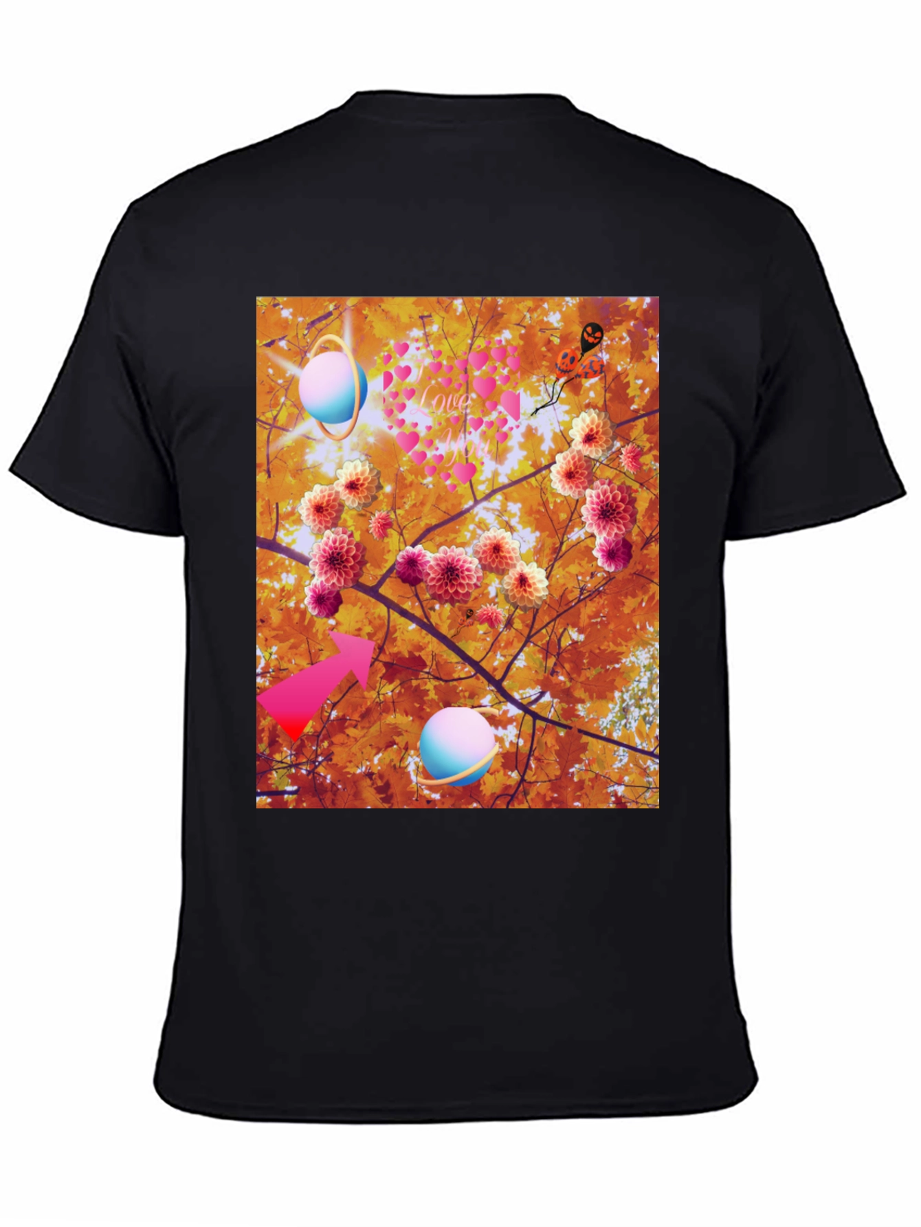 Artistic Graphic Tee: Floral Galaxy Love