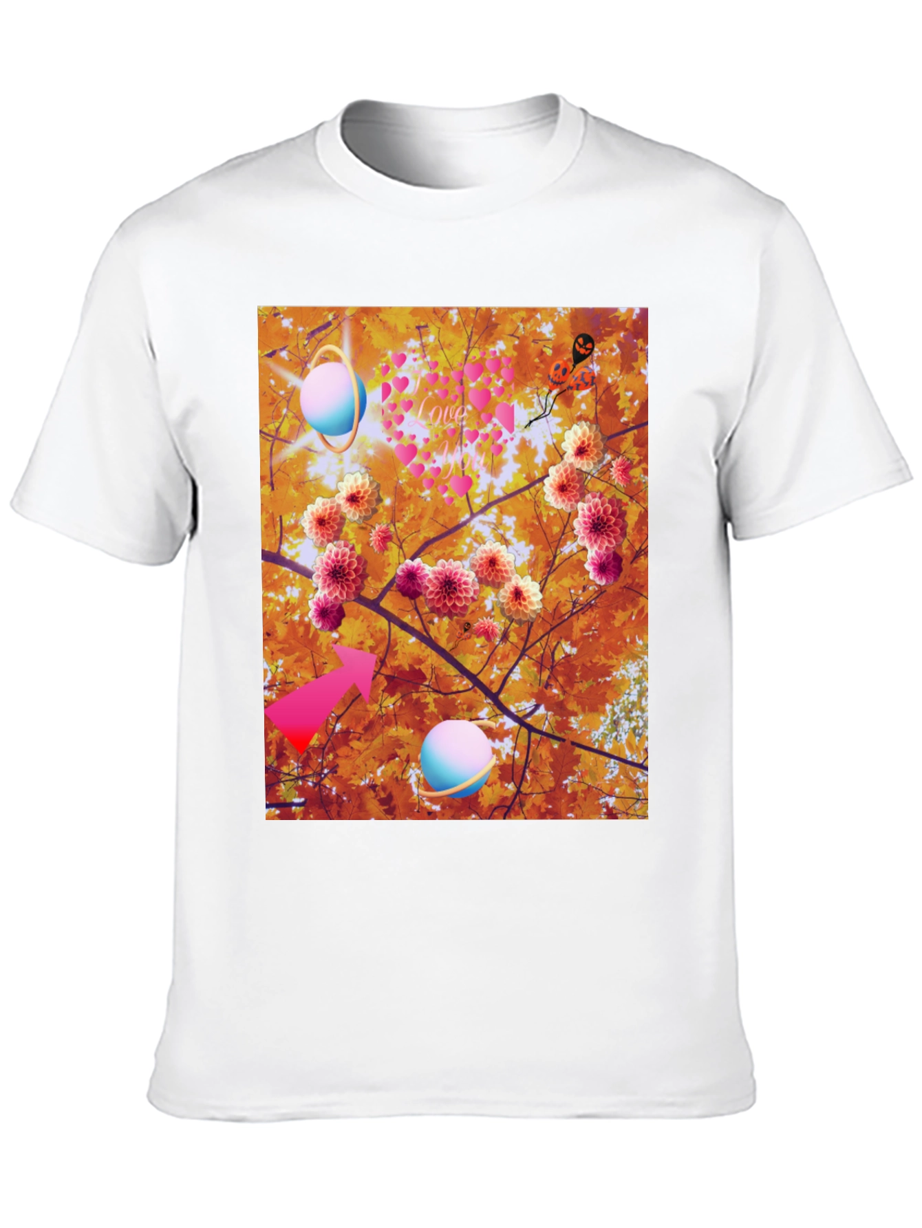 Artistic Graphic Tee: Floral Galaxy Love