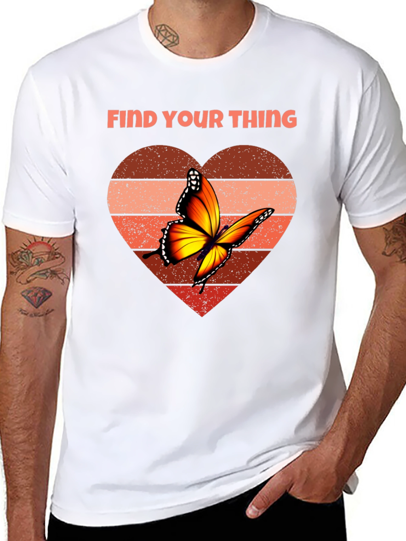 Find Your Thing Butterfly Heart Graphic Tee - Black