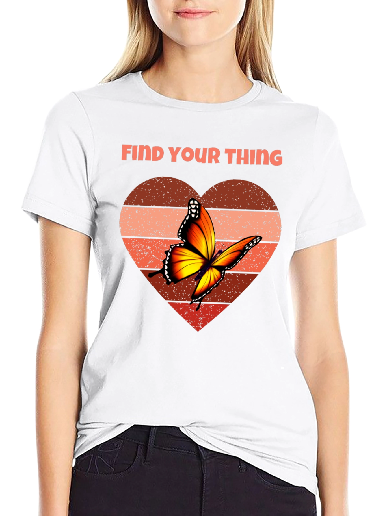 Find Your Thing Butterfly Heart Graphic Tee - Black