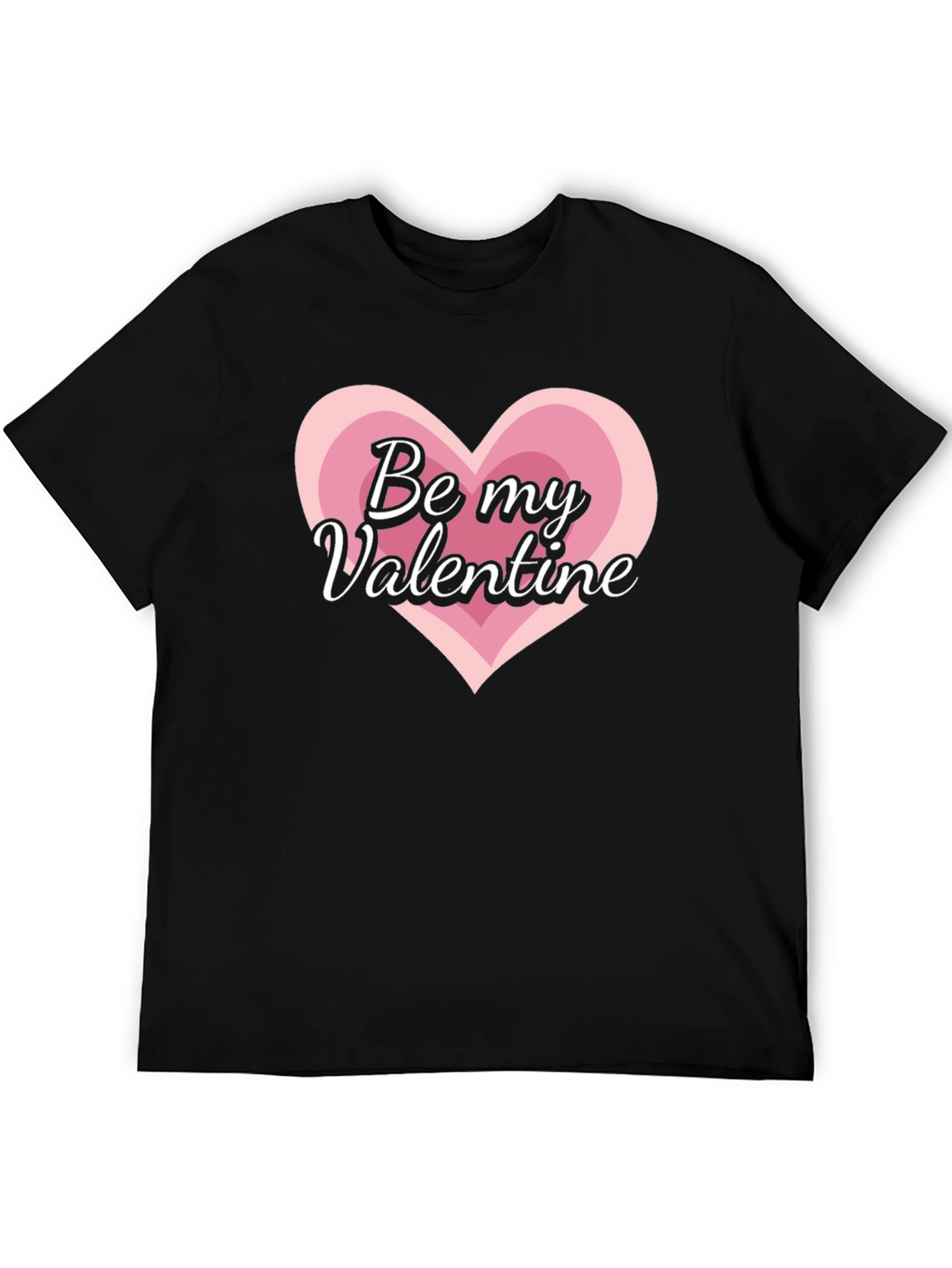 Be My Valentine Heart Graphic Tee - Black