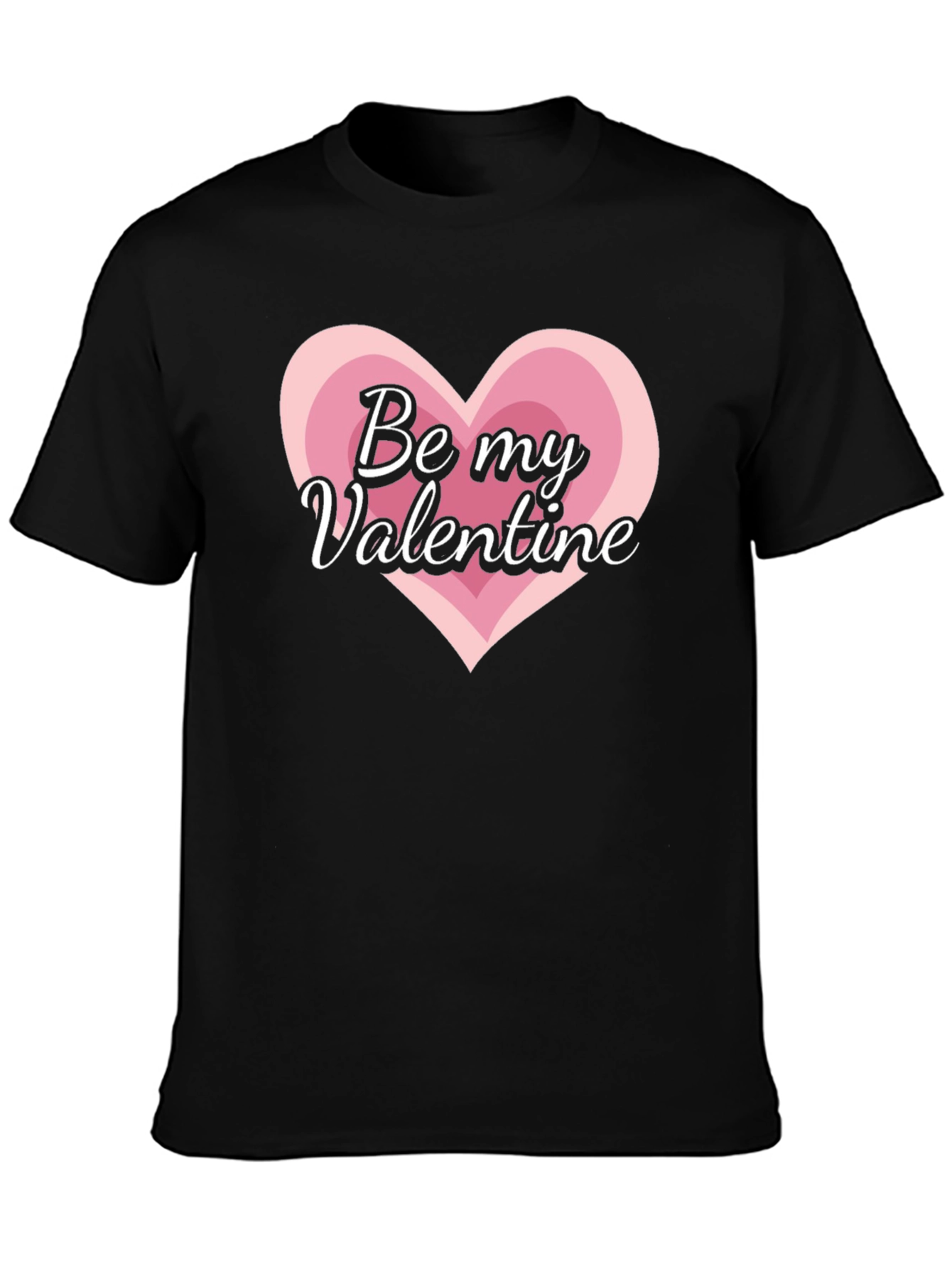 Be My Valentine Heart Graphic Tee - Black