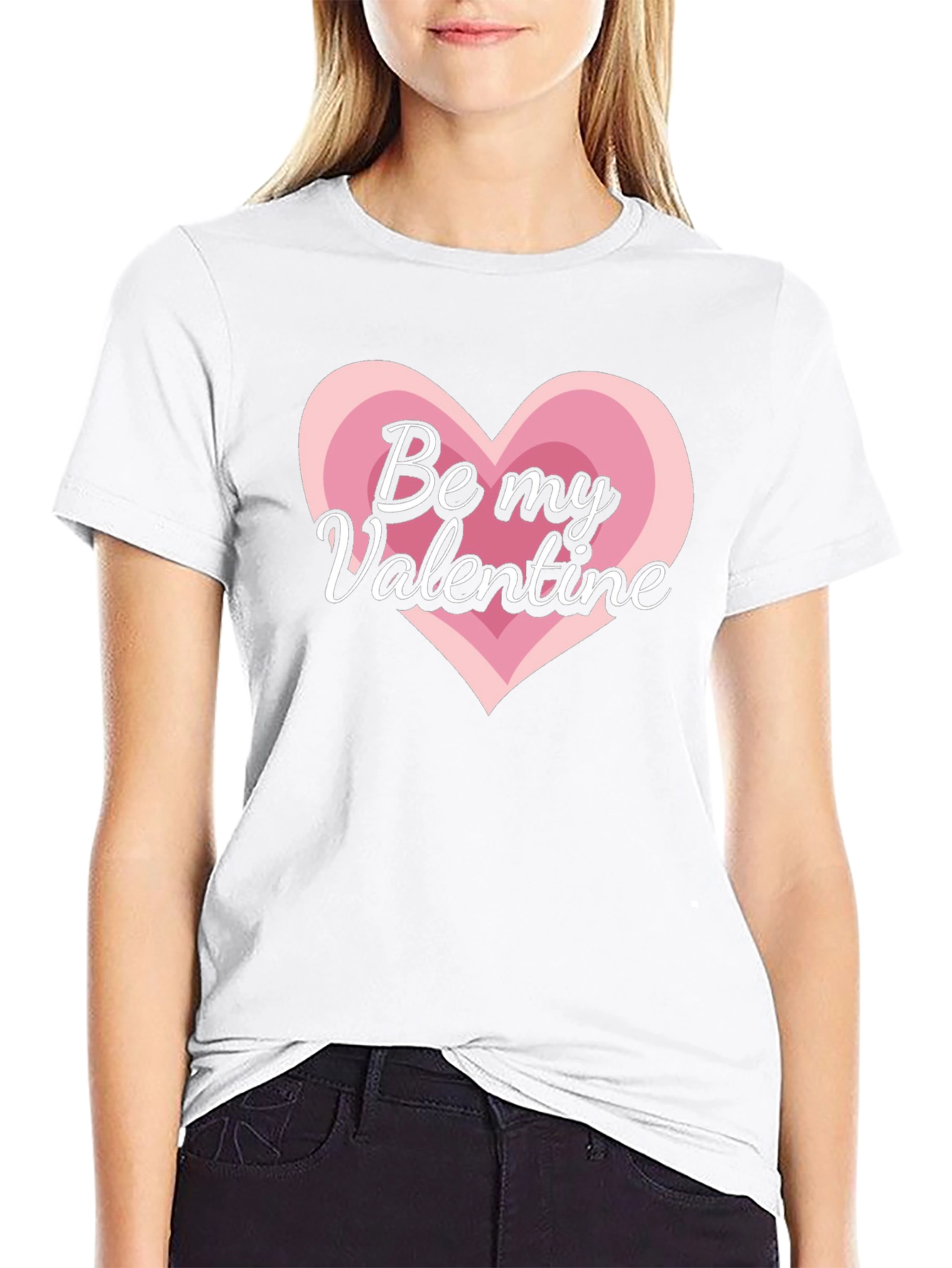Be My Valentine Heart Graphic Tee - Black