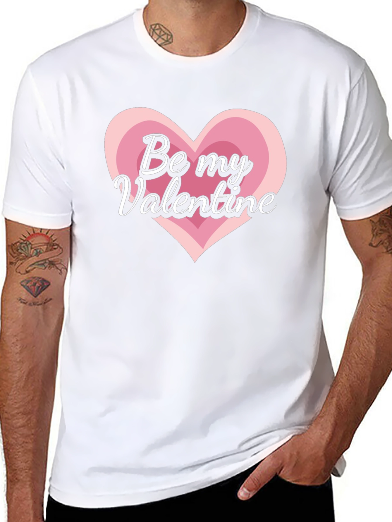Be My Valentine Heart Graphic Tee - Black