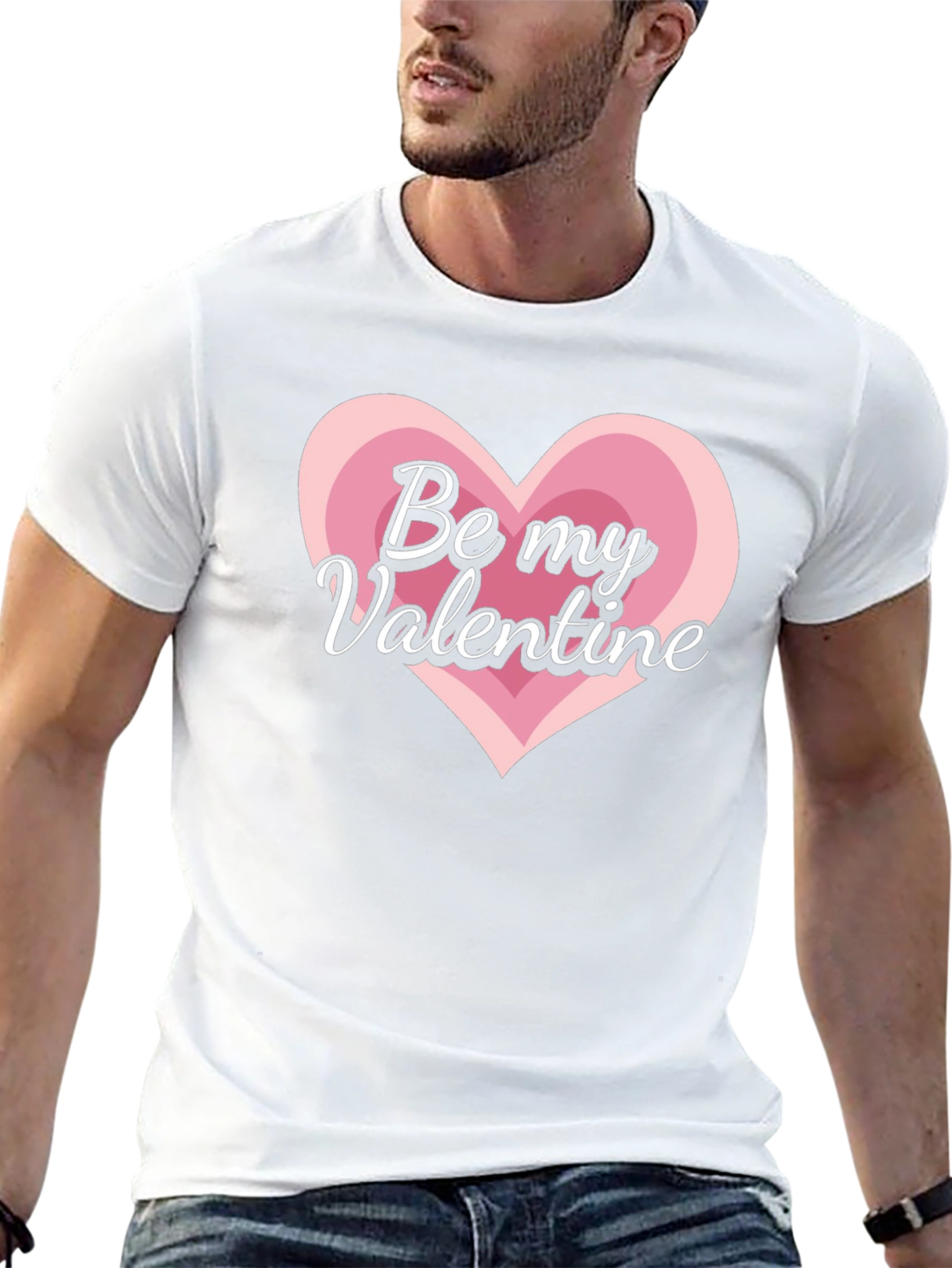 Be My Valentine Heart Graphic Tee - Black