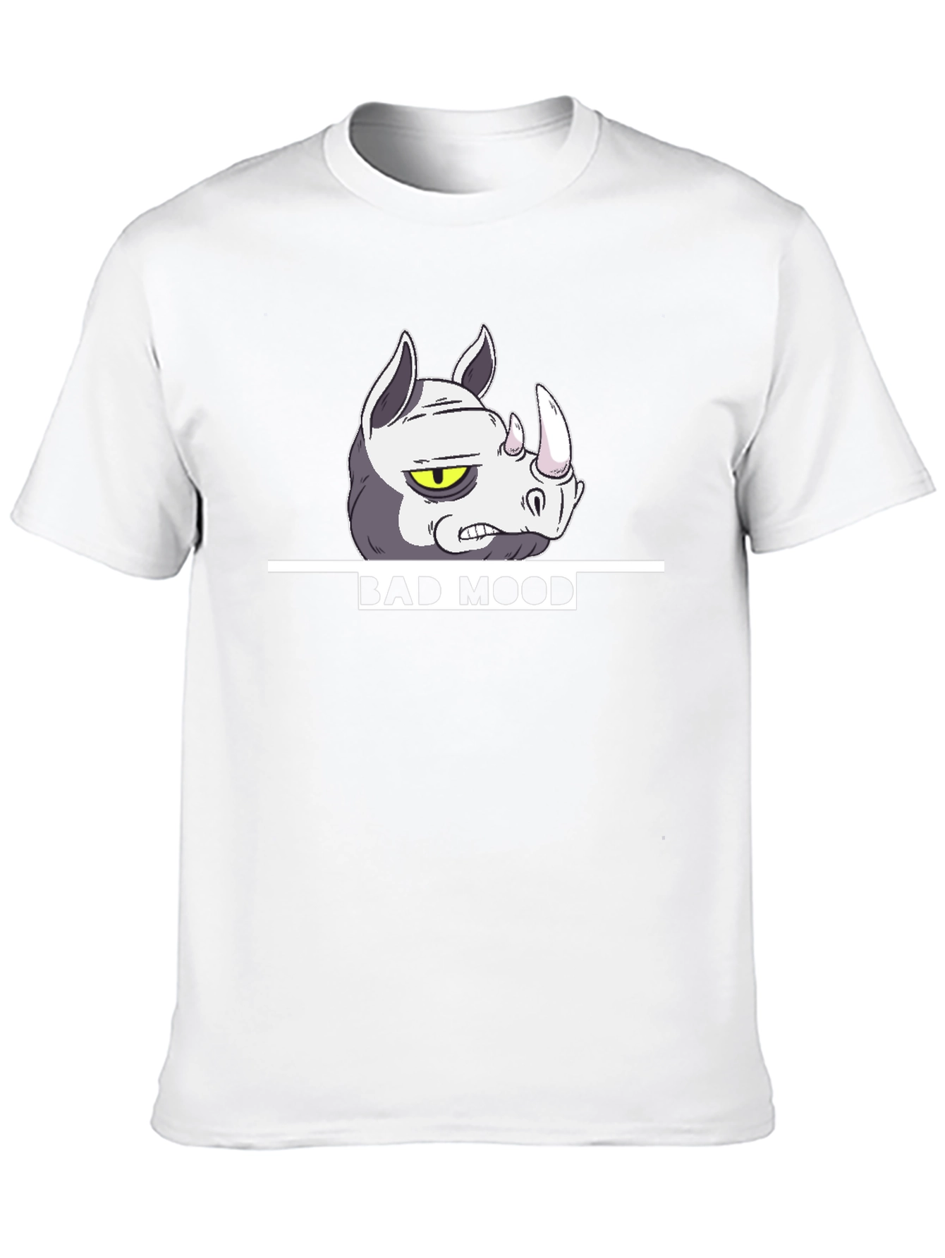 Bad Mood Rhino Graphic T-Shirt - Black Casual Tee