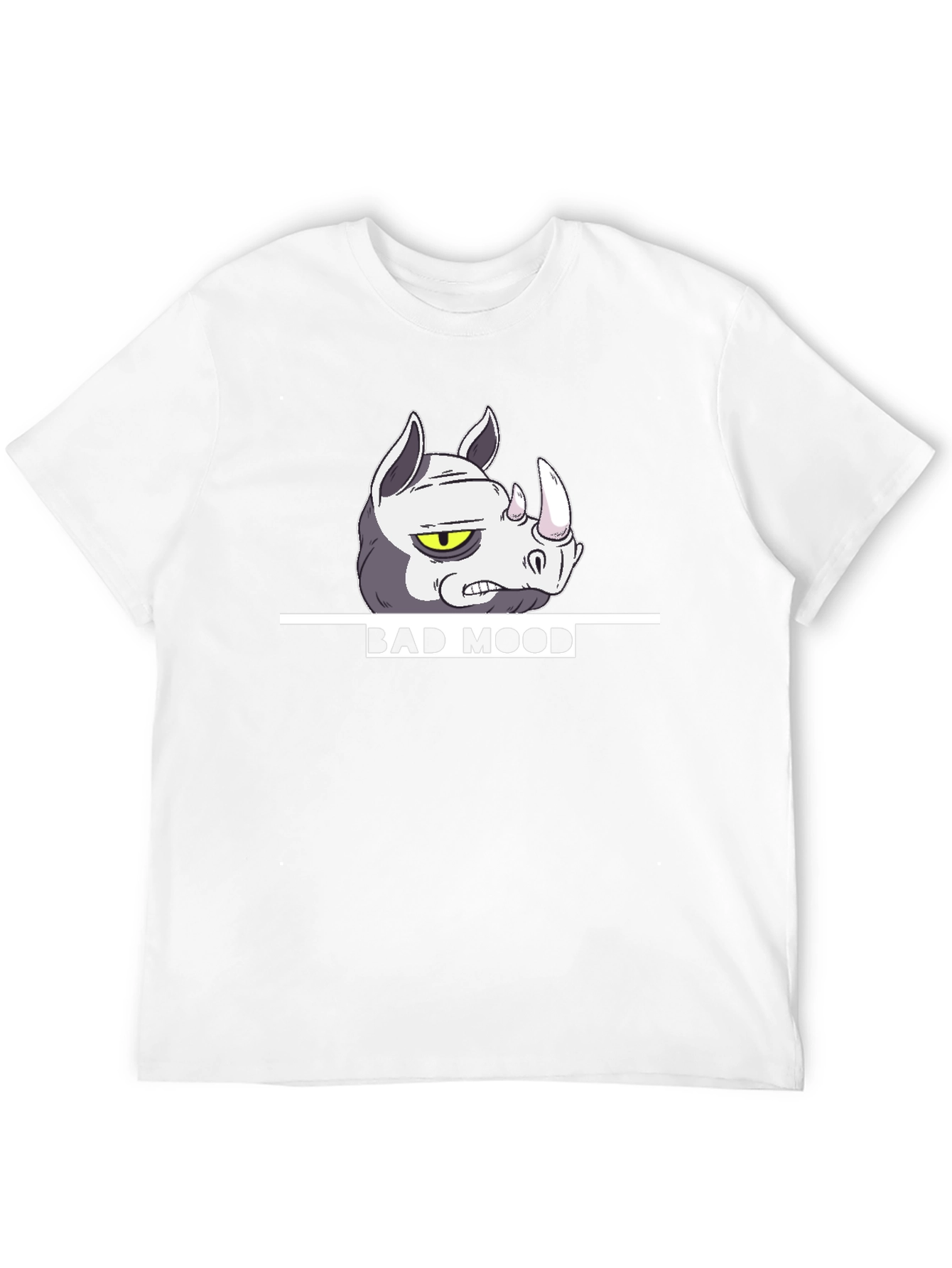 Bad Mood Rhino Graphic T-Shirt - Black Casual Tee