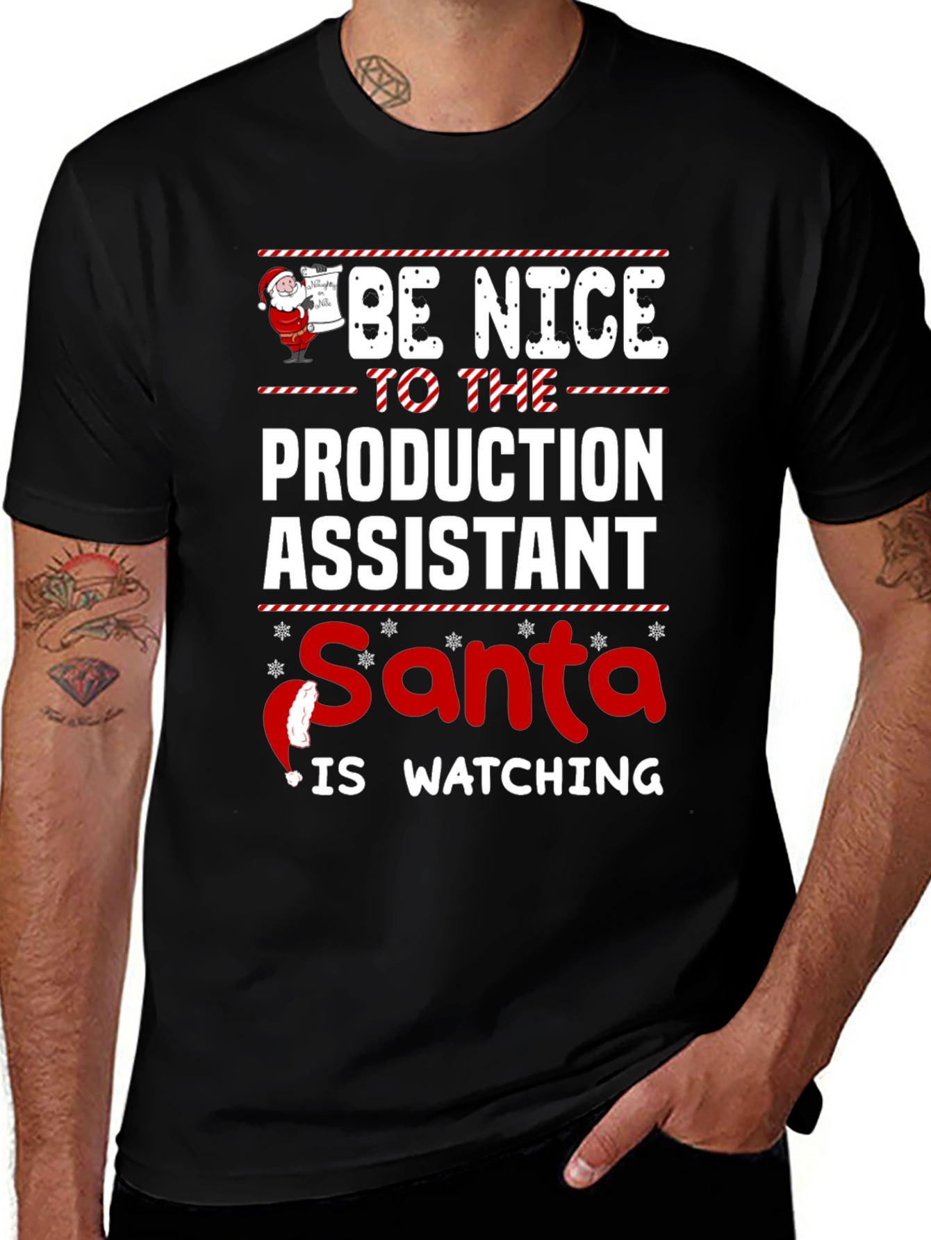 Be Nice To The Production Assistant Santa T-Shirt