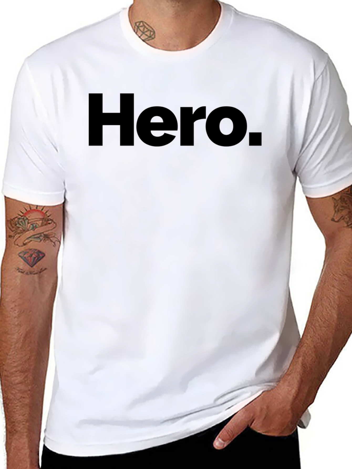 Hero Graphic T-Shirt - Classic Black Crew Neck Tee