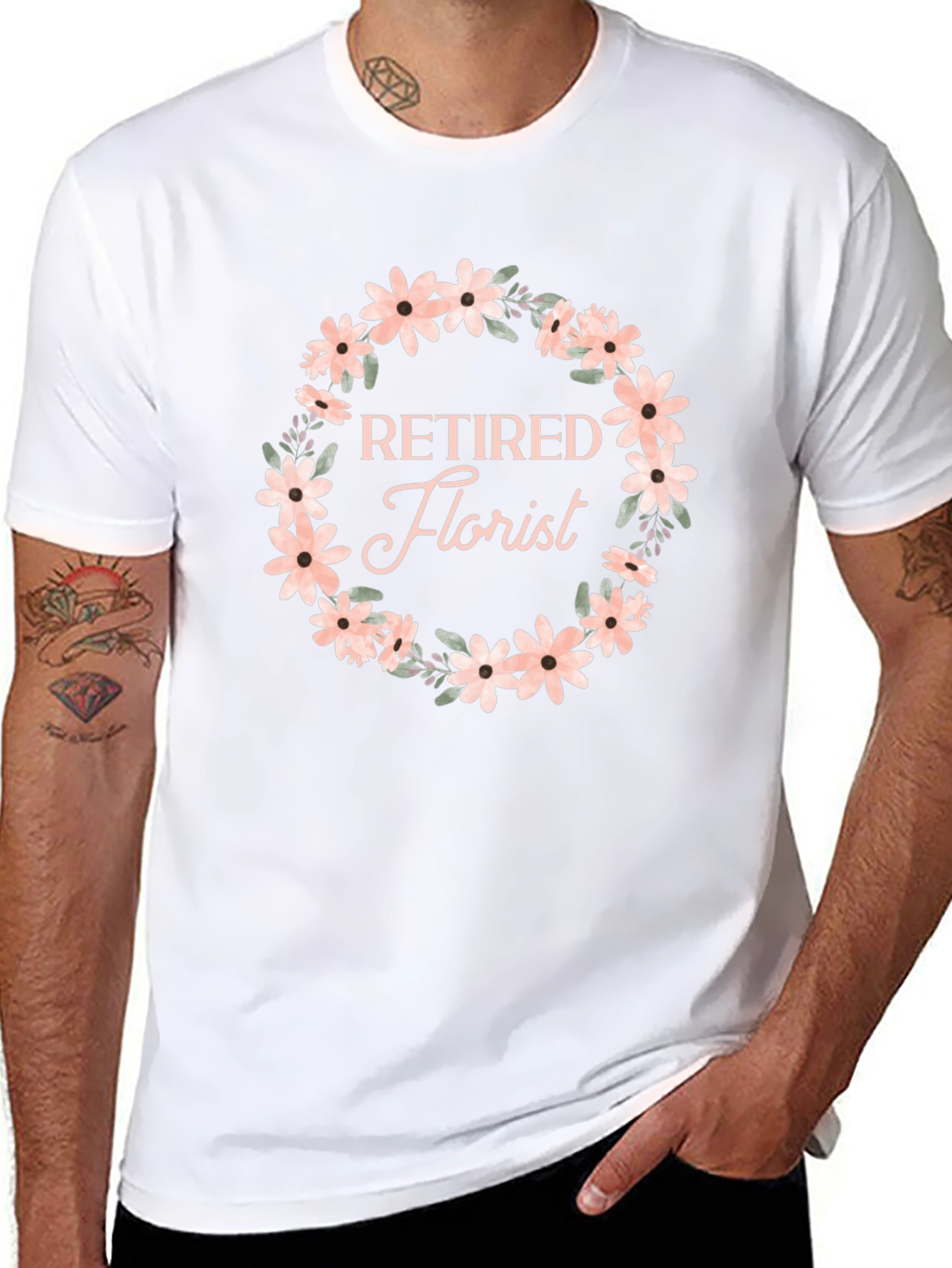 Retired Florist Floral Wreath T-Shirt