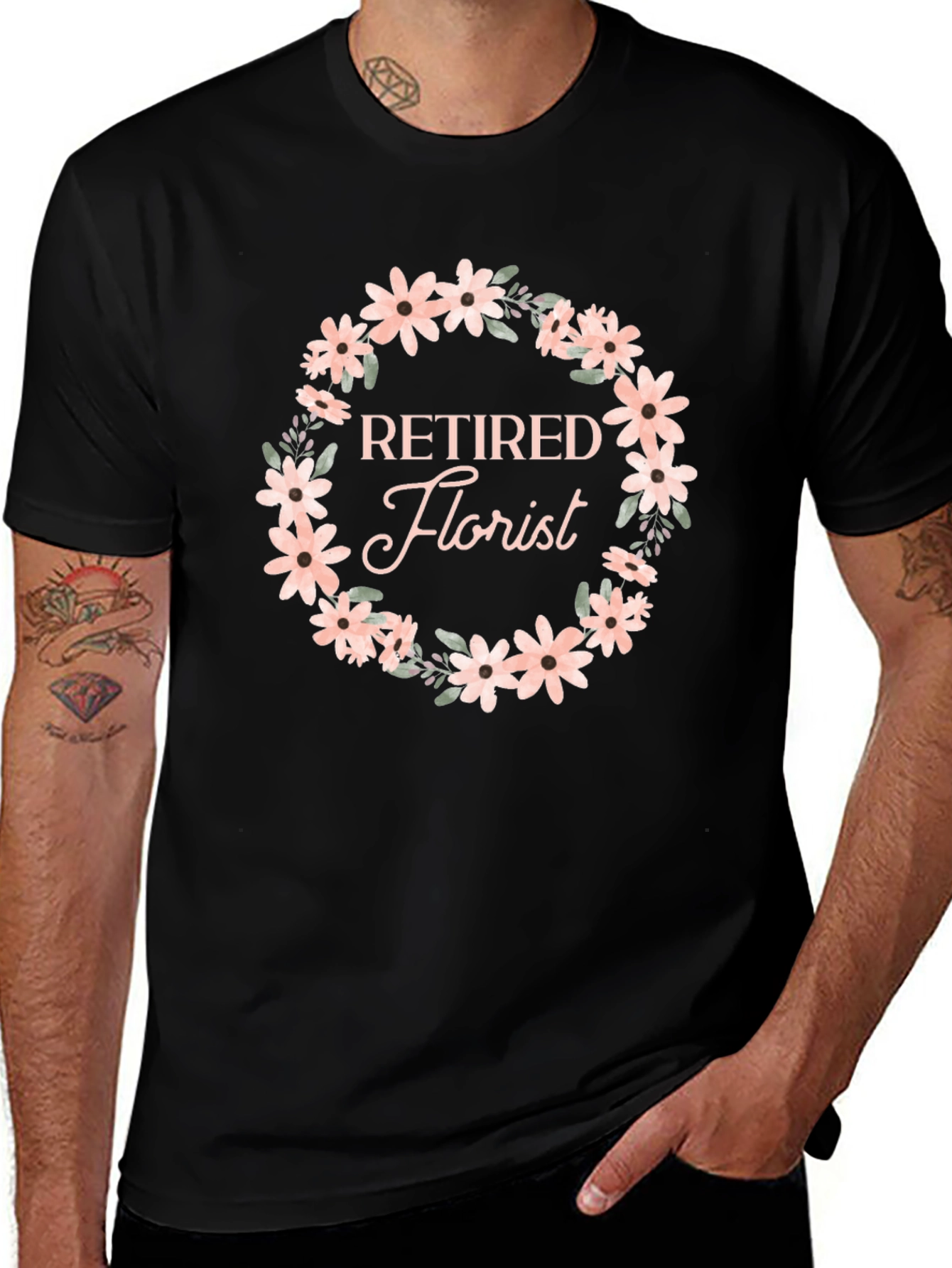 Retired Florist Floral Wreath T-Shirt