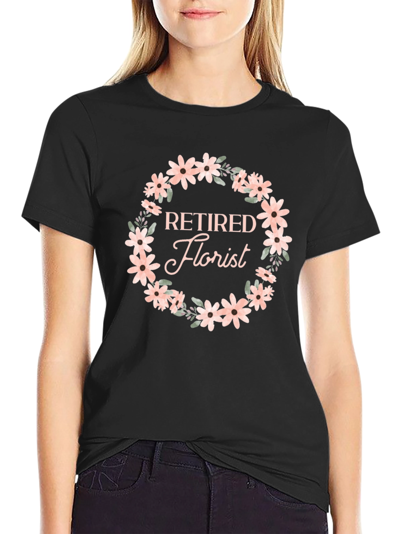 Retired Florist Floral Wreath T-Shirt