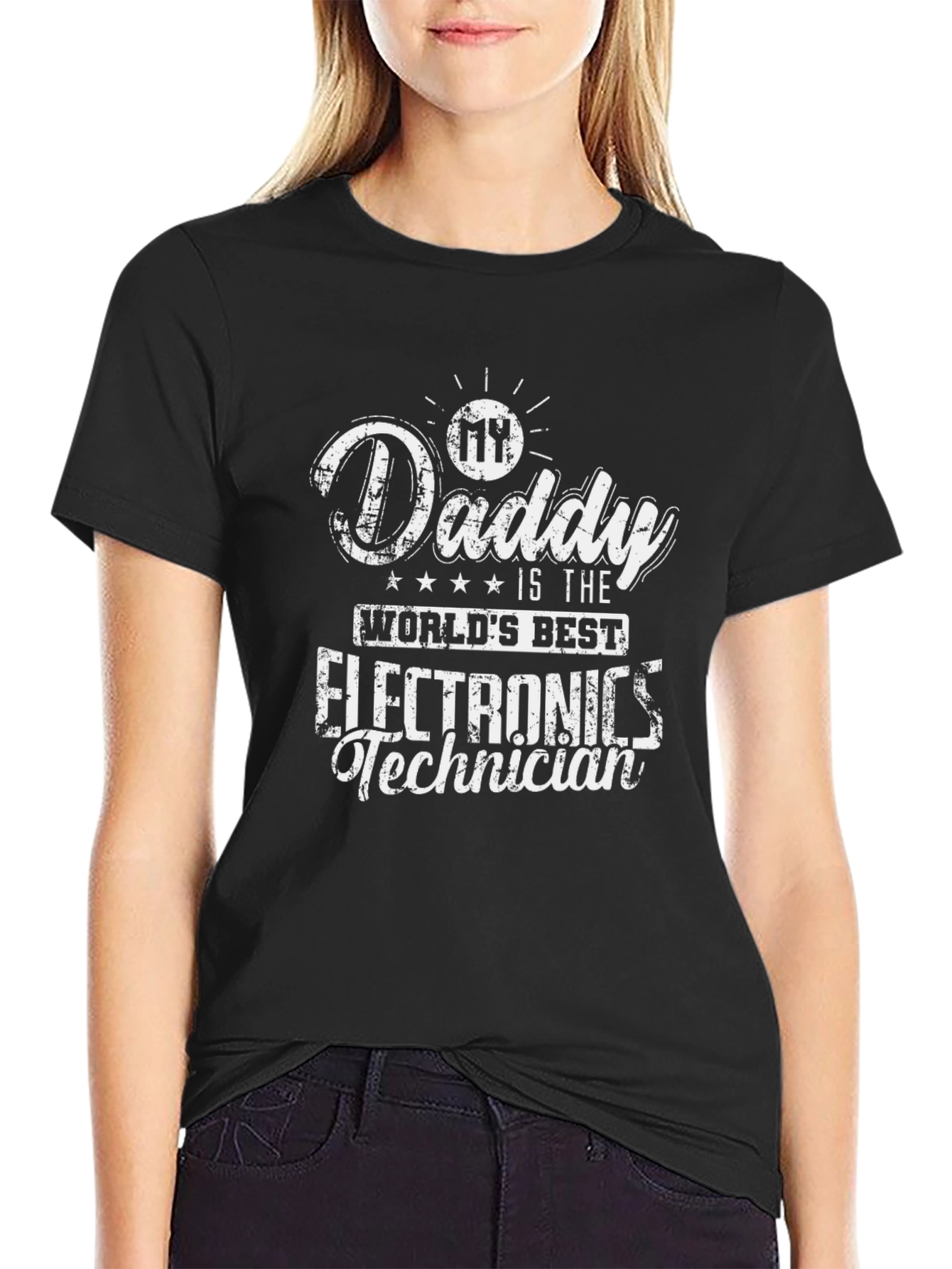 My Daddy Worlds Best Electronics Technician Black T-Shirt