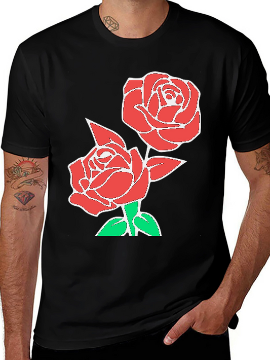 Black Rose Graphic T-Shirt - Stylish Floral Design