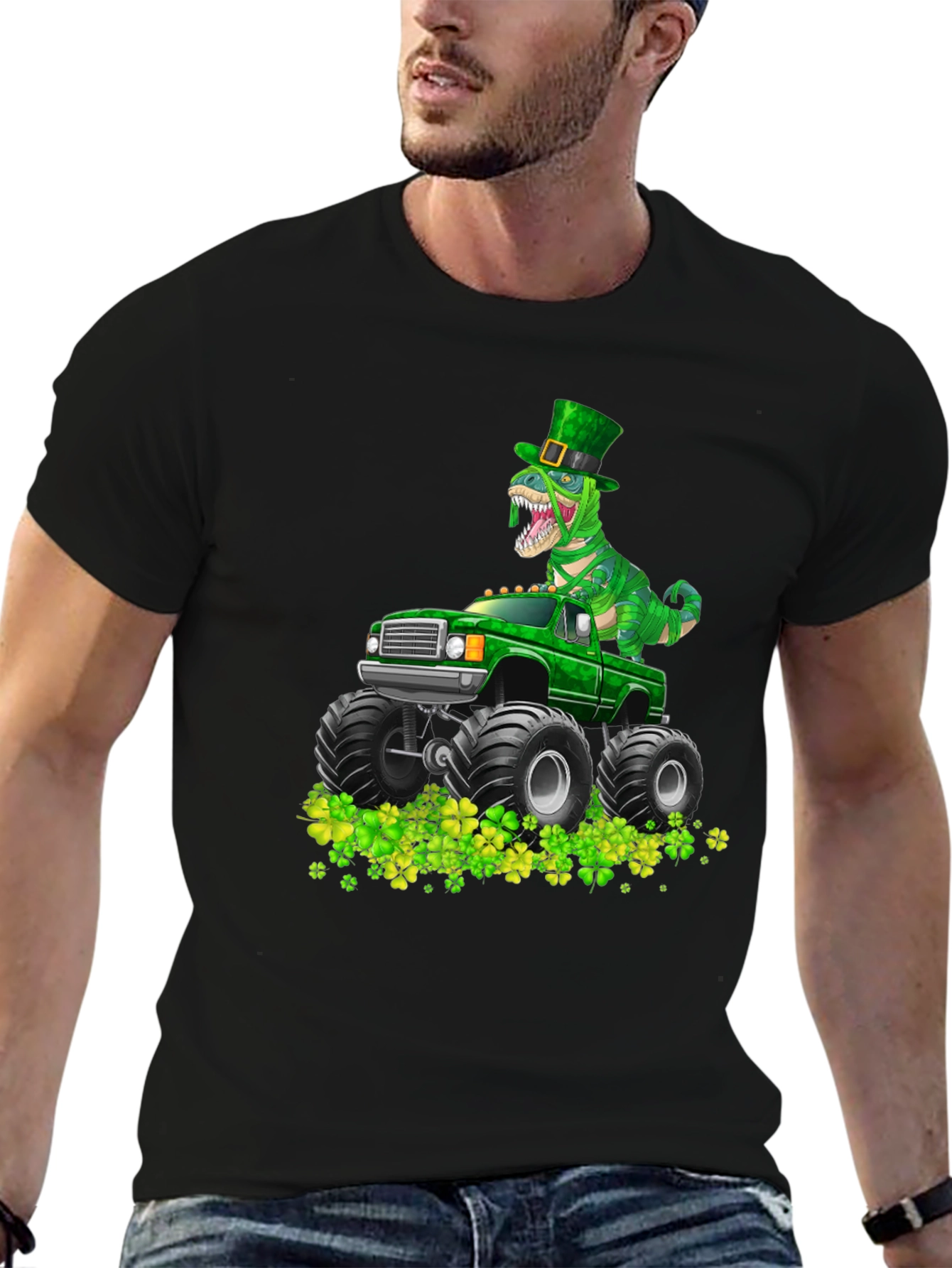 St. Patricks Day Dinosaur Monster Truck T-Shirt