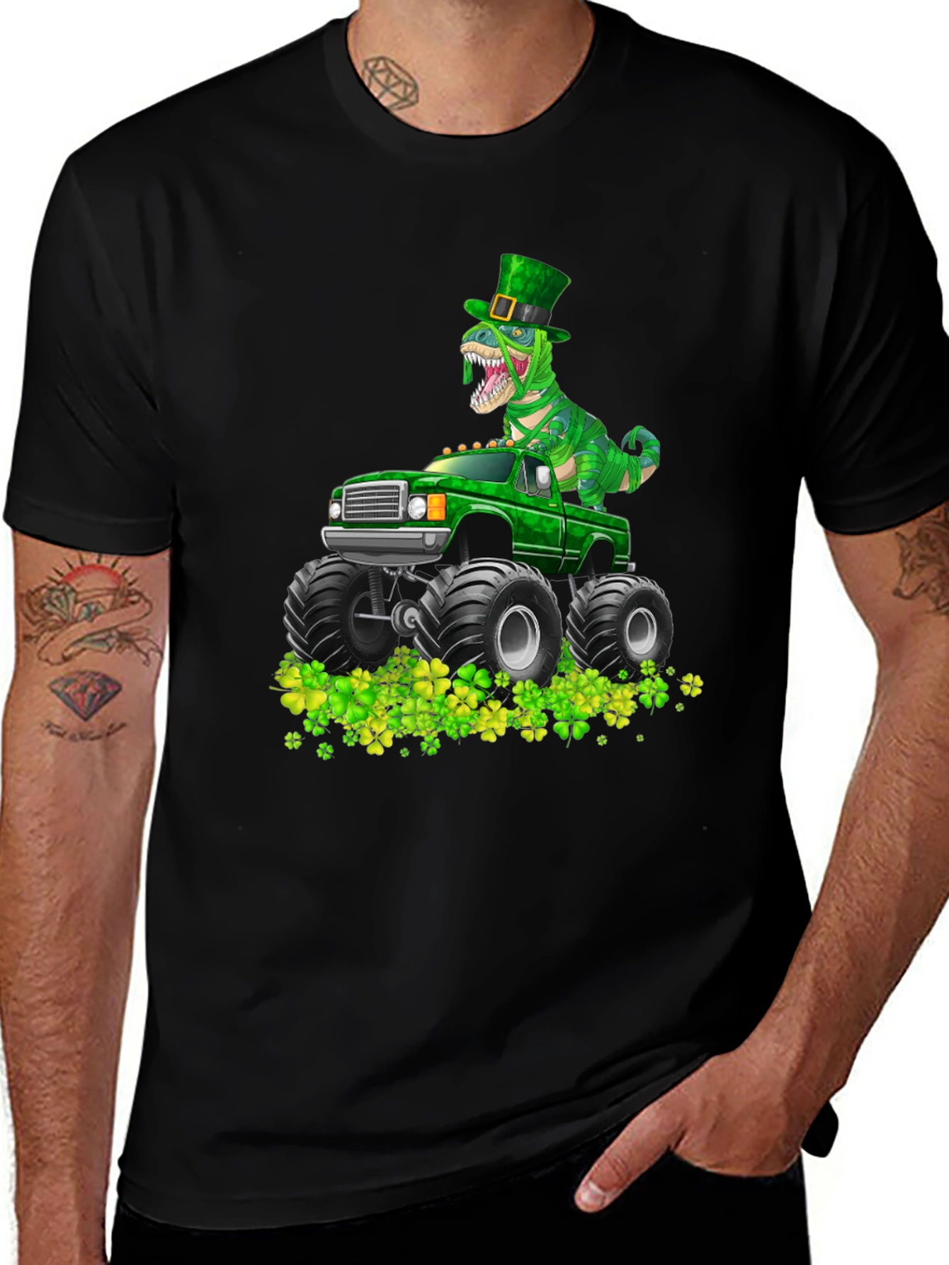 St. Patricks Day Dinosaur Monster Truck T-Shirt