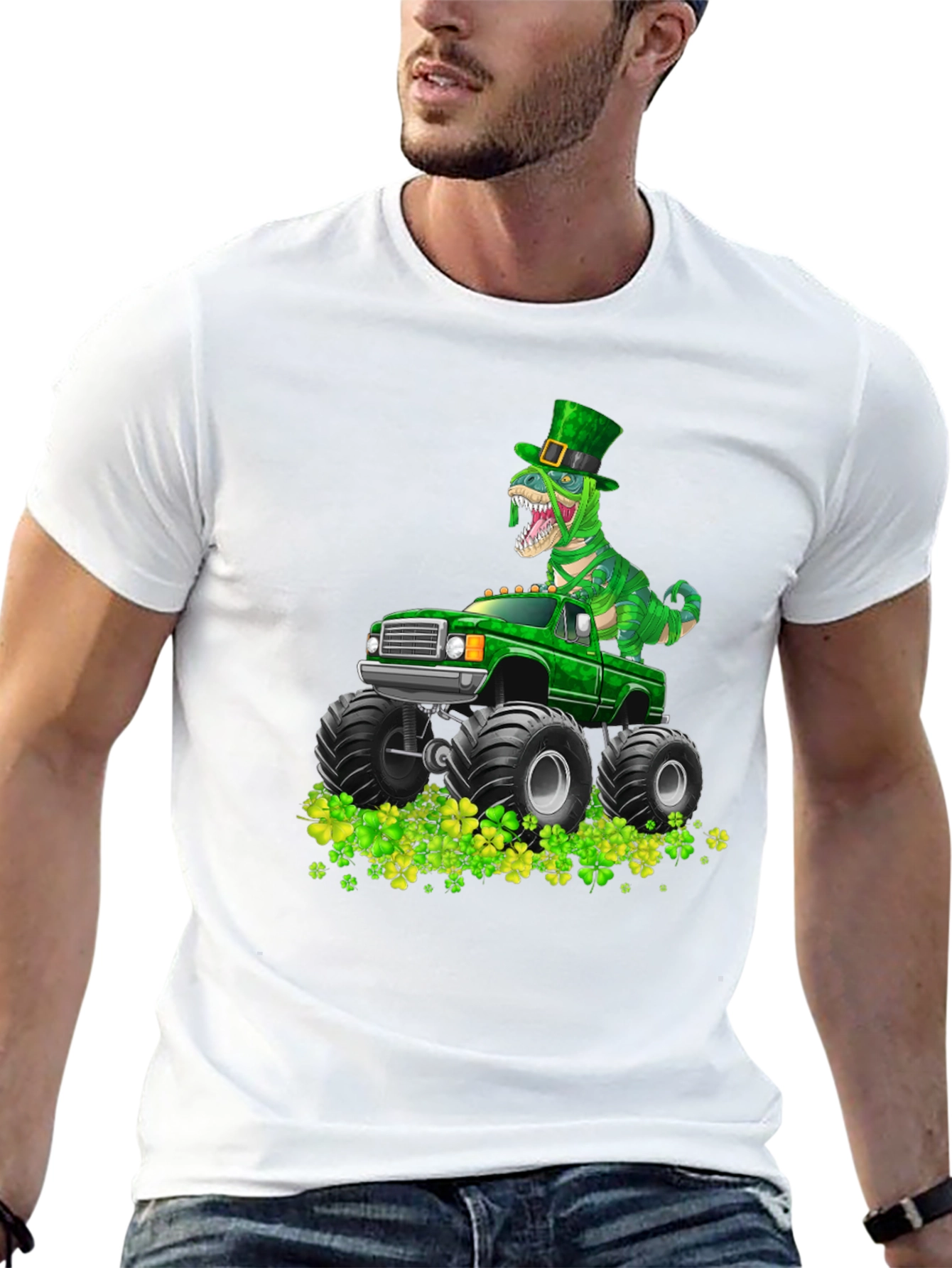 St. Patricks Day Dinosaur Monster Truck T-Shirt