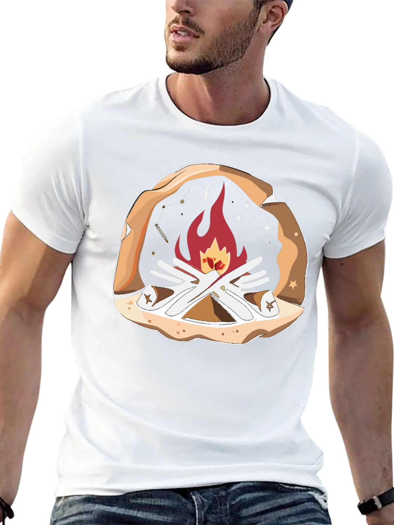 Campfire Graphic T-Shirt - Cozy Outdoor Style
