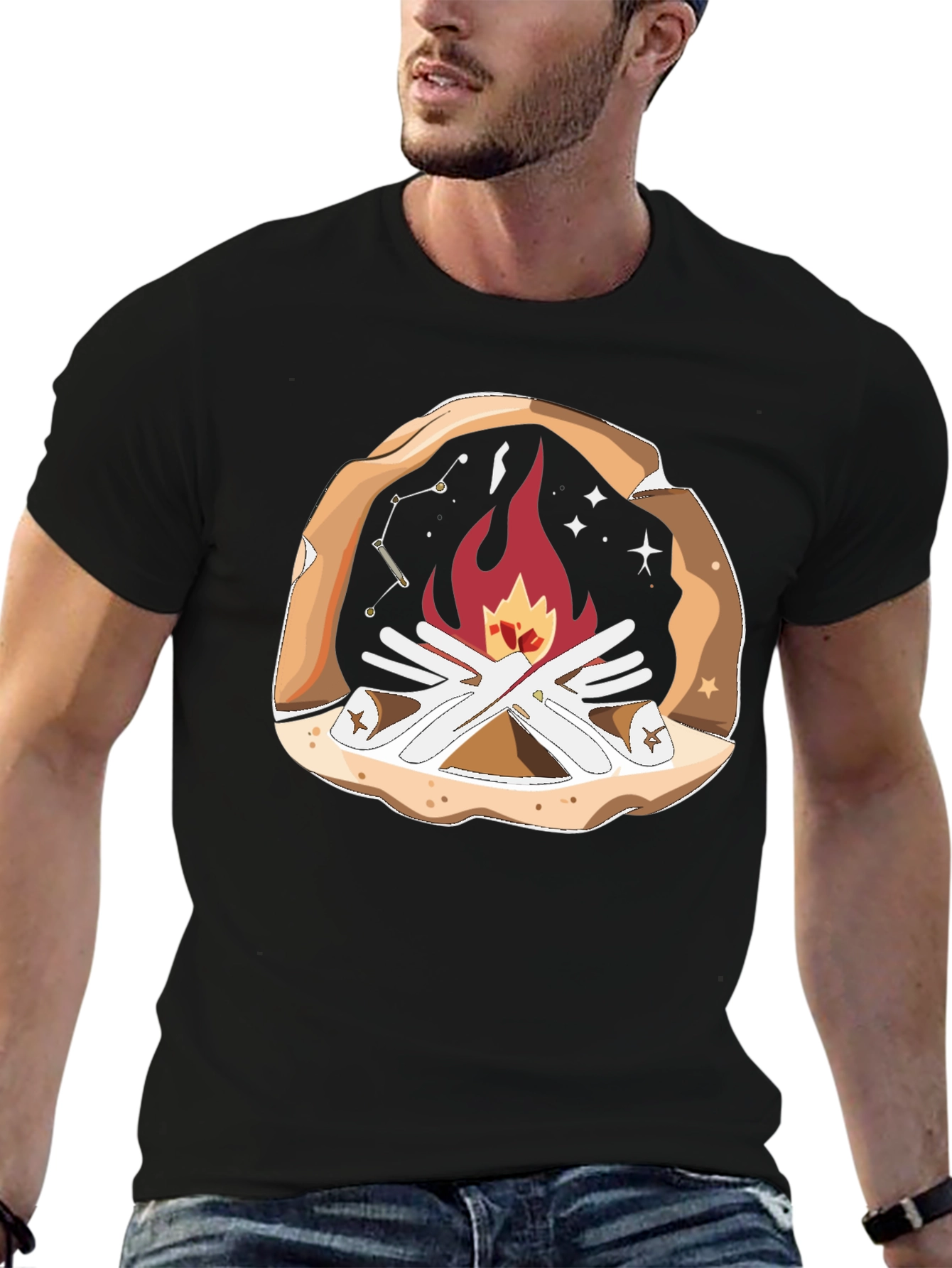 Campfire Graphic T-Shirt - Cozy Outdoor Style