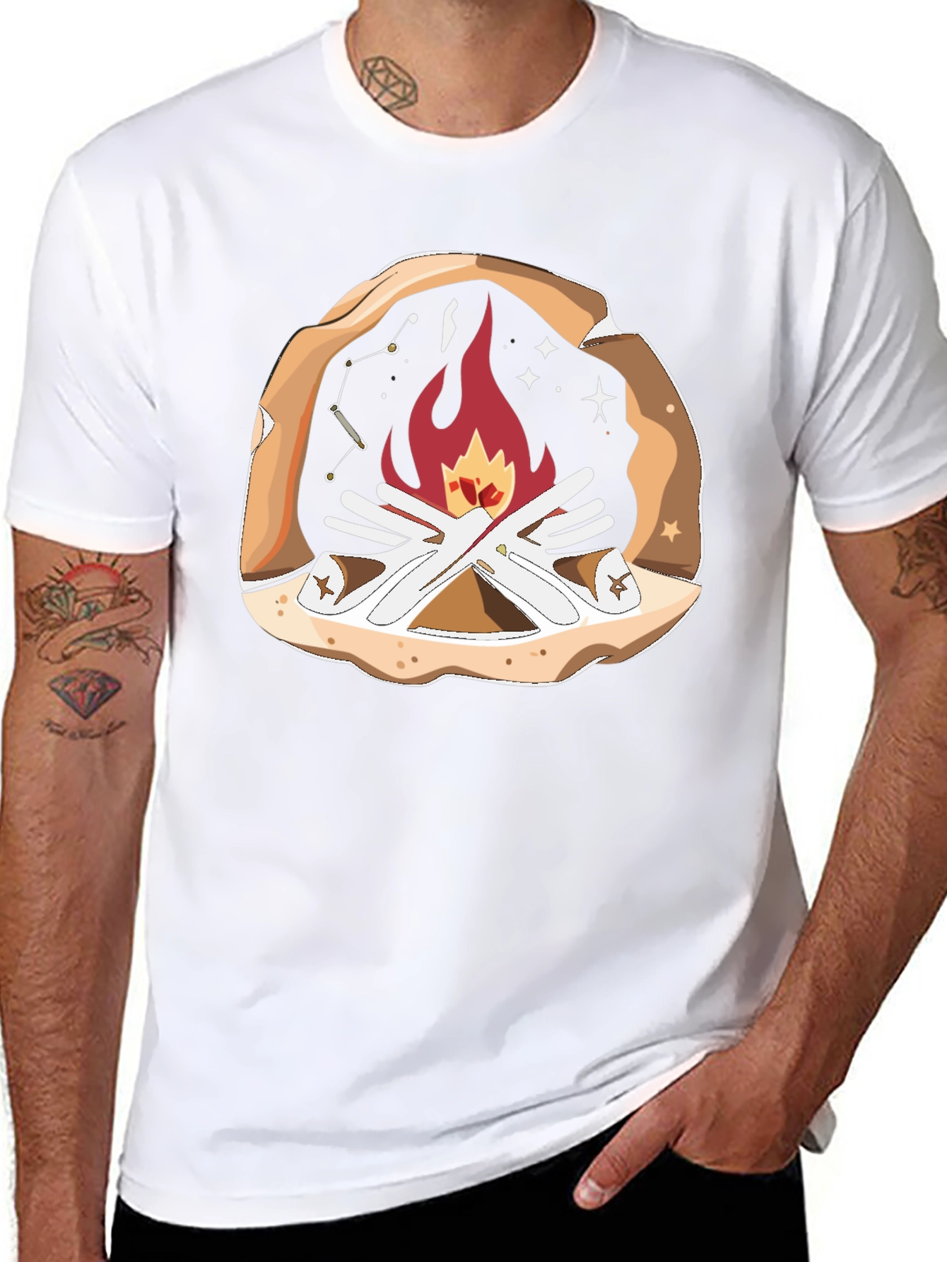 Campfire Graphic T-Shirt - Cozy Outdoor Style